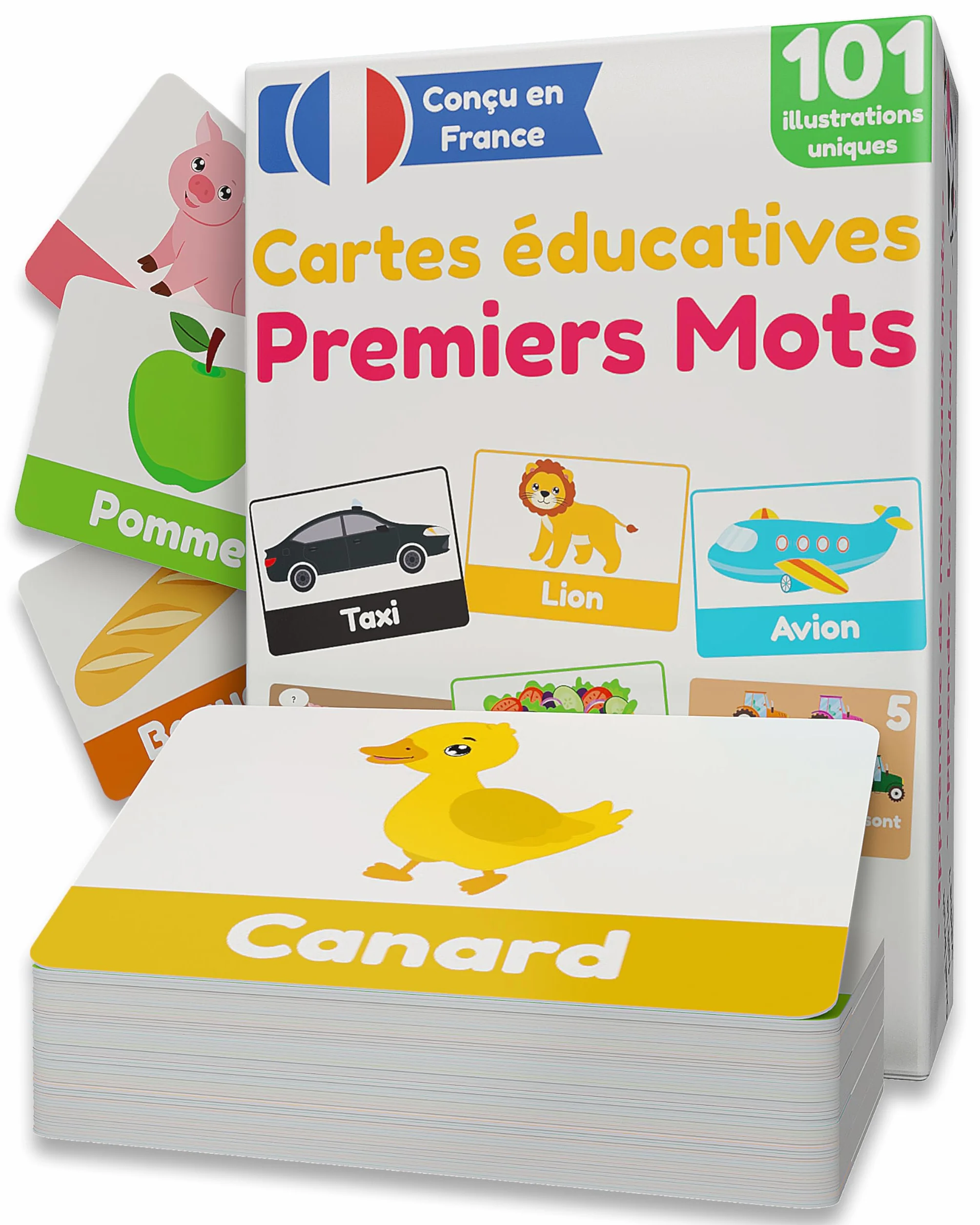 Cartes Éducatives Premiers Mots Flashcards Enfants 1-3 Ans 101 Supports d’Éveil Uniques