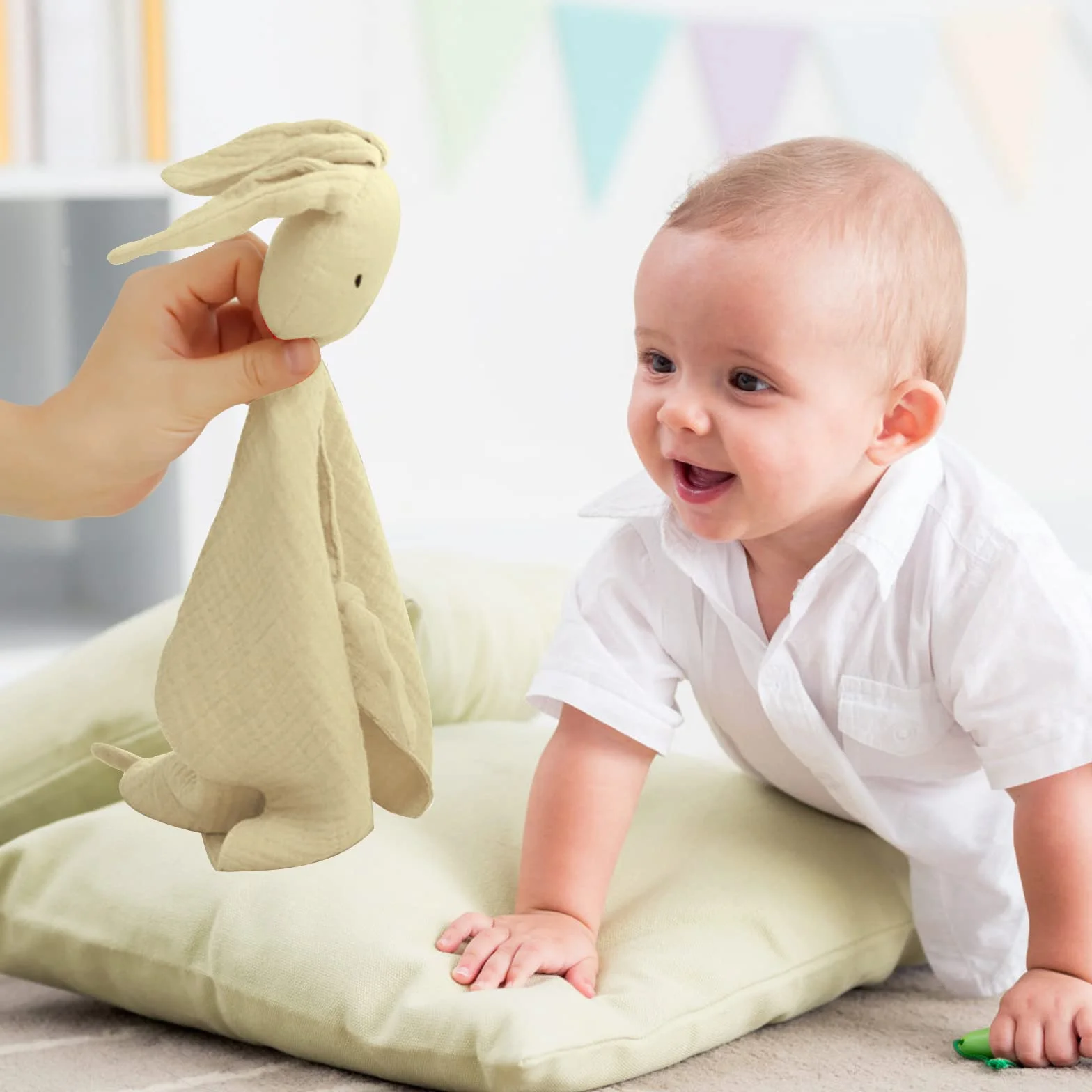Vicloon Doudou Lapin Serviette Apaisante d'Eveil Bébé Nouveau-né