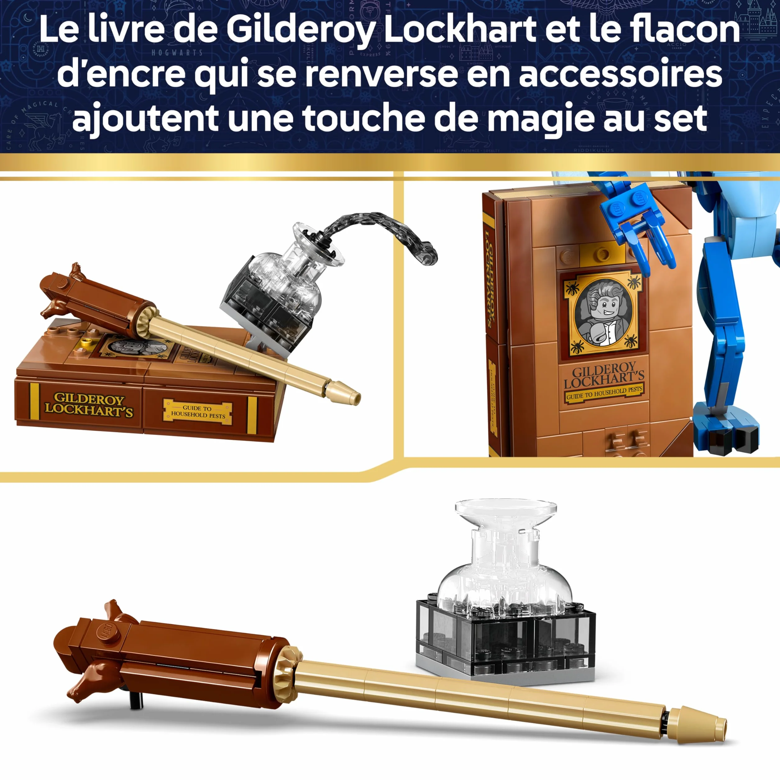 LEGO Harry Potter Le Lutin de Cornouailles Figurine Jouet 76461 avec Livre Baguette Gilderoy Lockhart