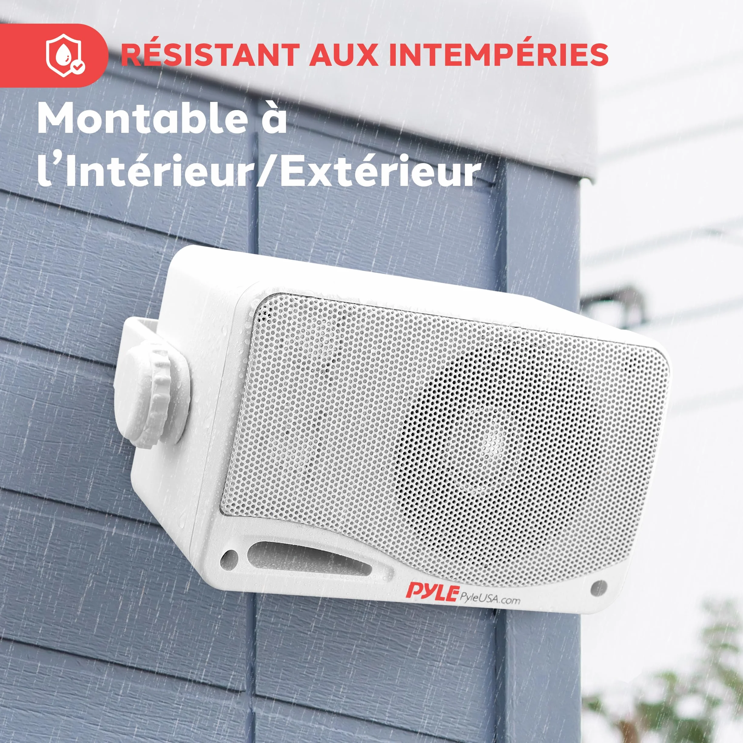 Pyle Enceinte d’Extérieur Bluetooth 200W, Paire d’Enceintes Actifs et Passifs 3 Voies, Blanc