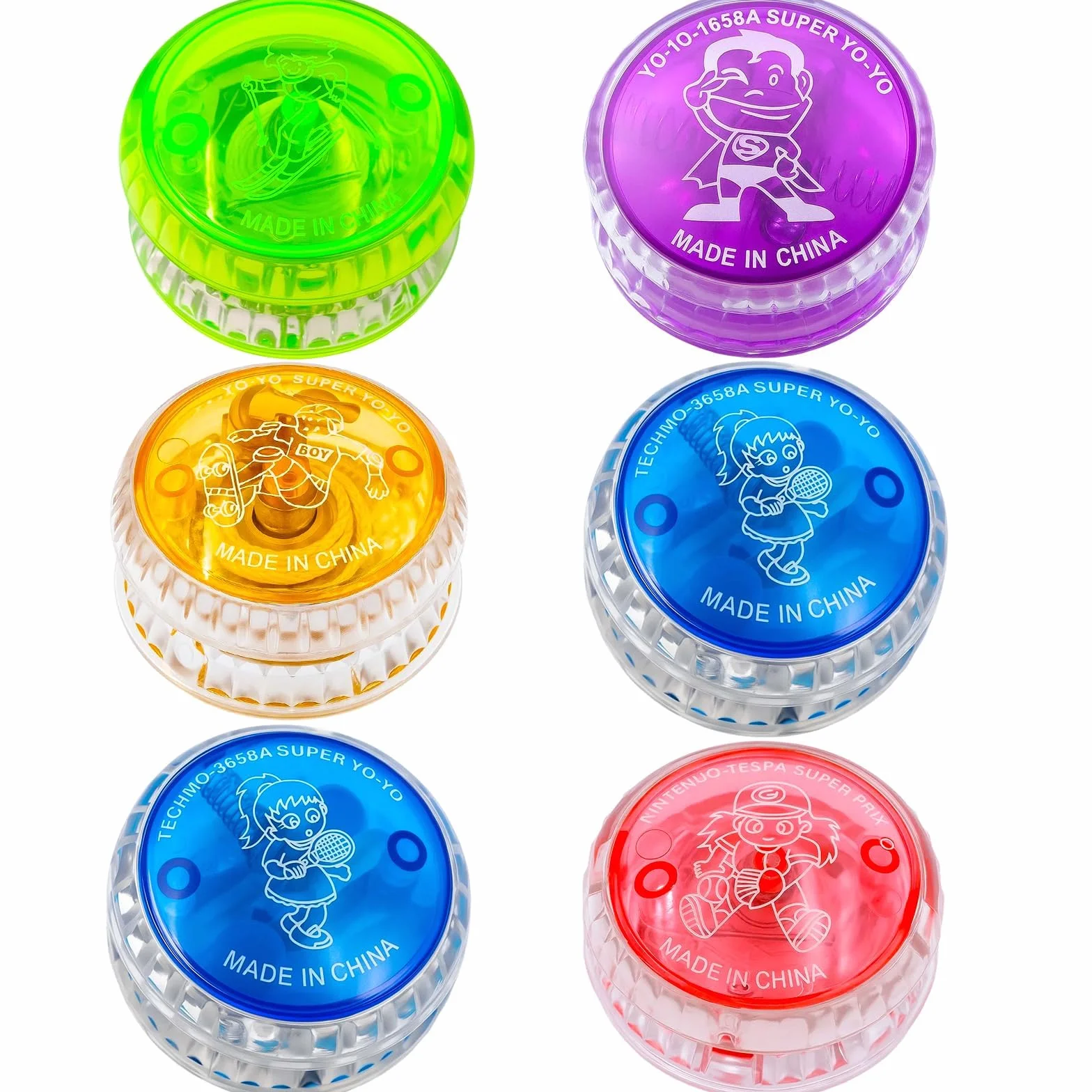 Yoyo Professionnel 6Pcs Design Ergonomique avec Corde Solide