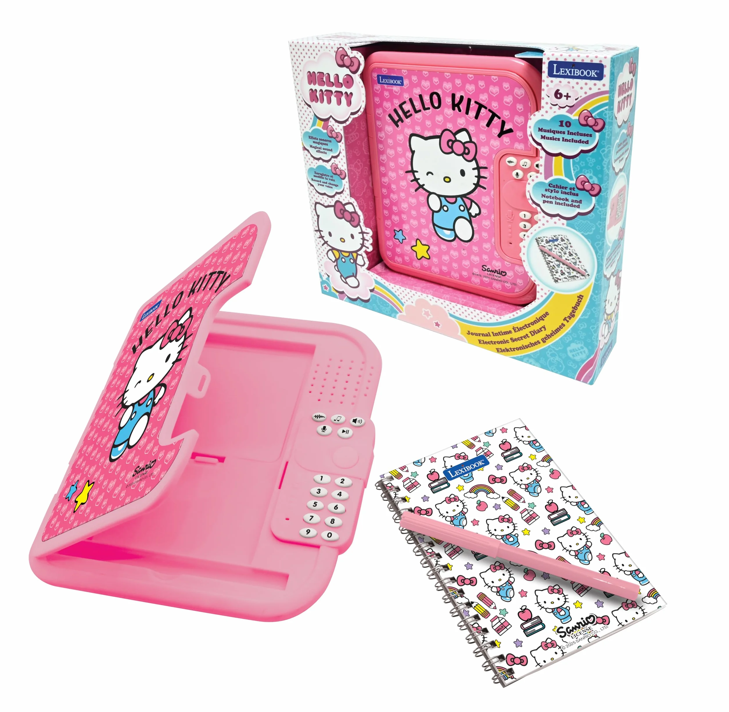 Lexibook Hello Kitty Journal intime électronique interactif avec stylo et carnet Rose/blanc SD50HK