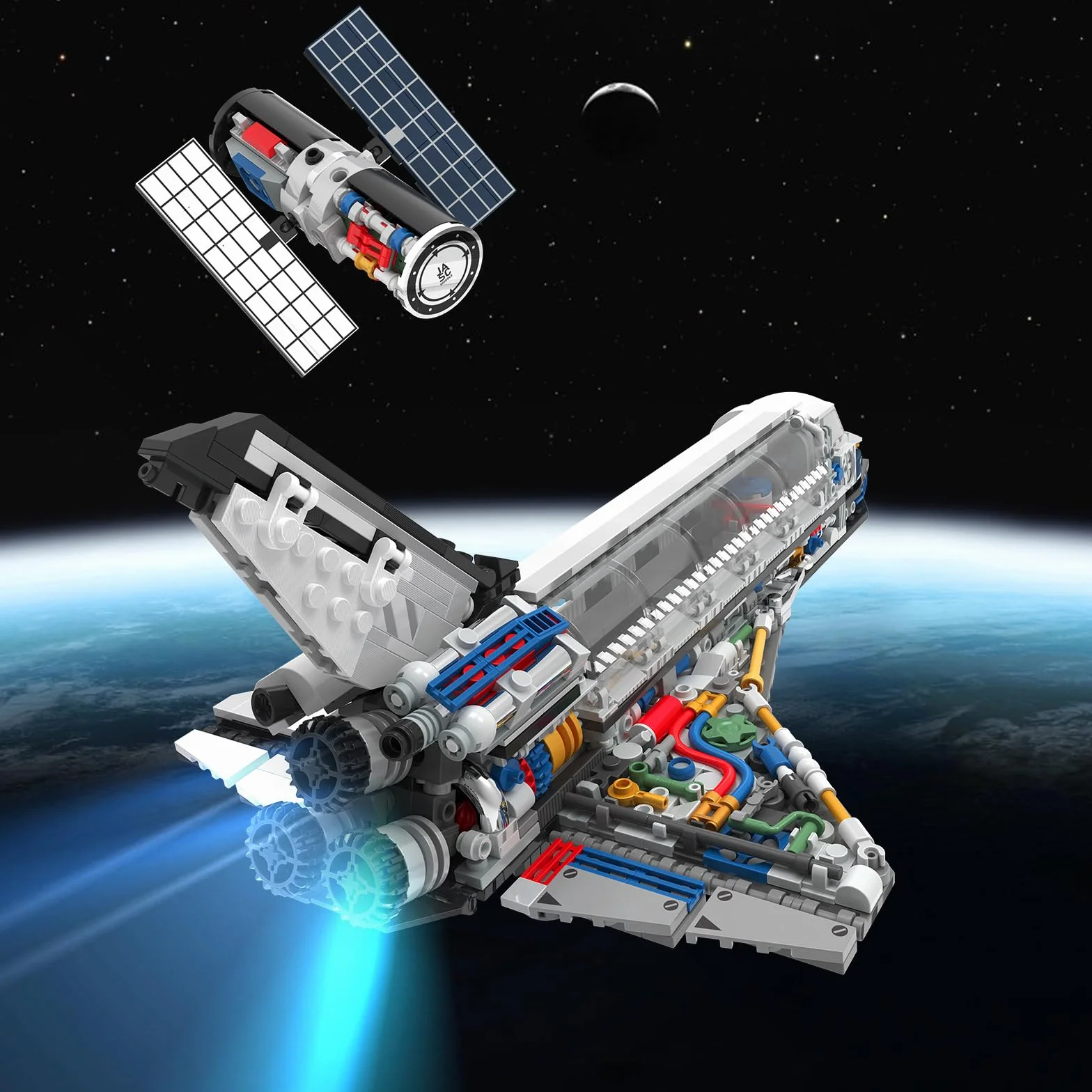 JMBricklayer Jeu de construction de navette spatiale pour adultes modèle avec support réglable 70122