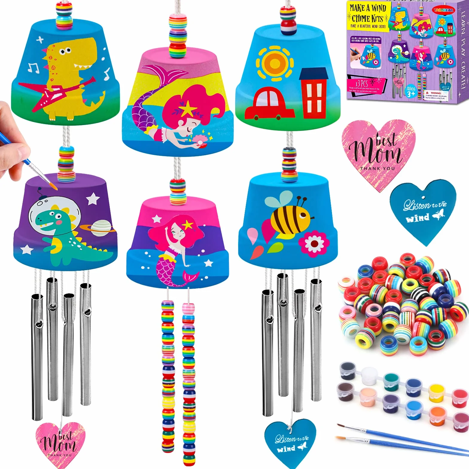 Kit de Carillon Éolien pour Enfants Bricolage Jouet Créatif avec Tiges Cadeau 3+