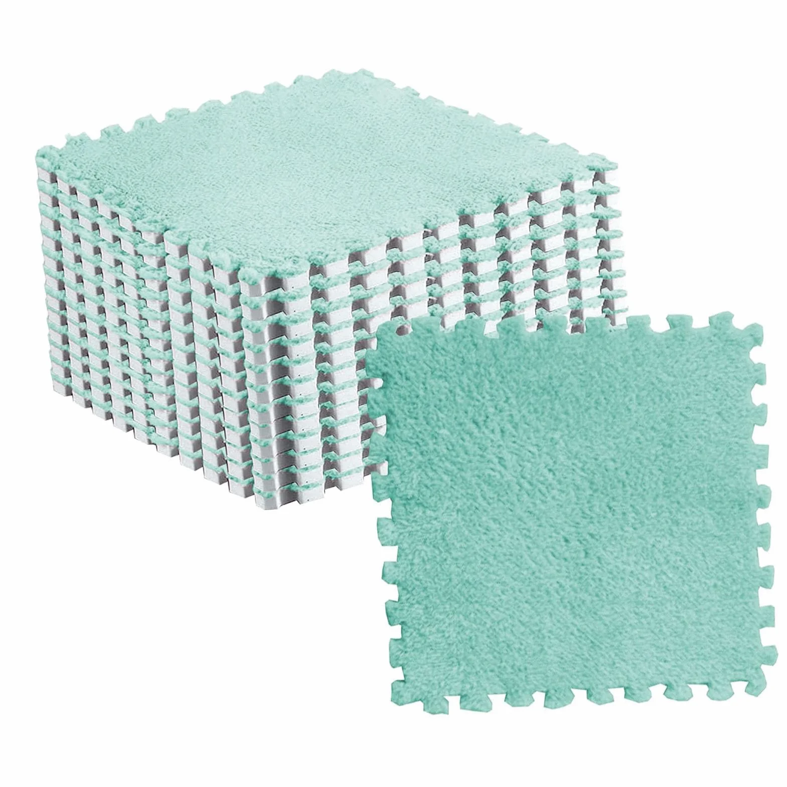 Tapis de Sol en Mousse Puzzle 30x3cm Menthe Verte, Tapis de Jeu Antidérapant