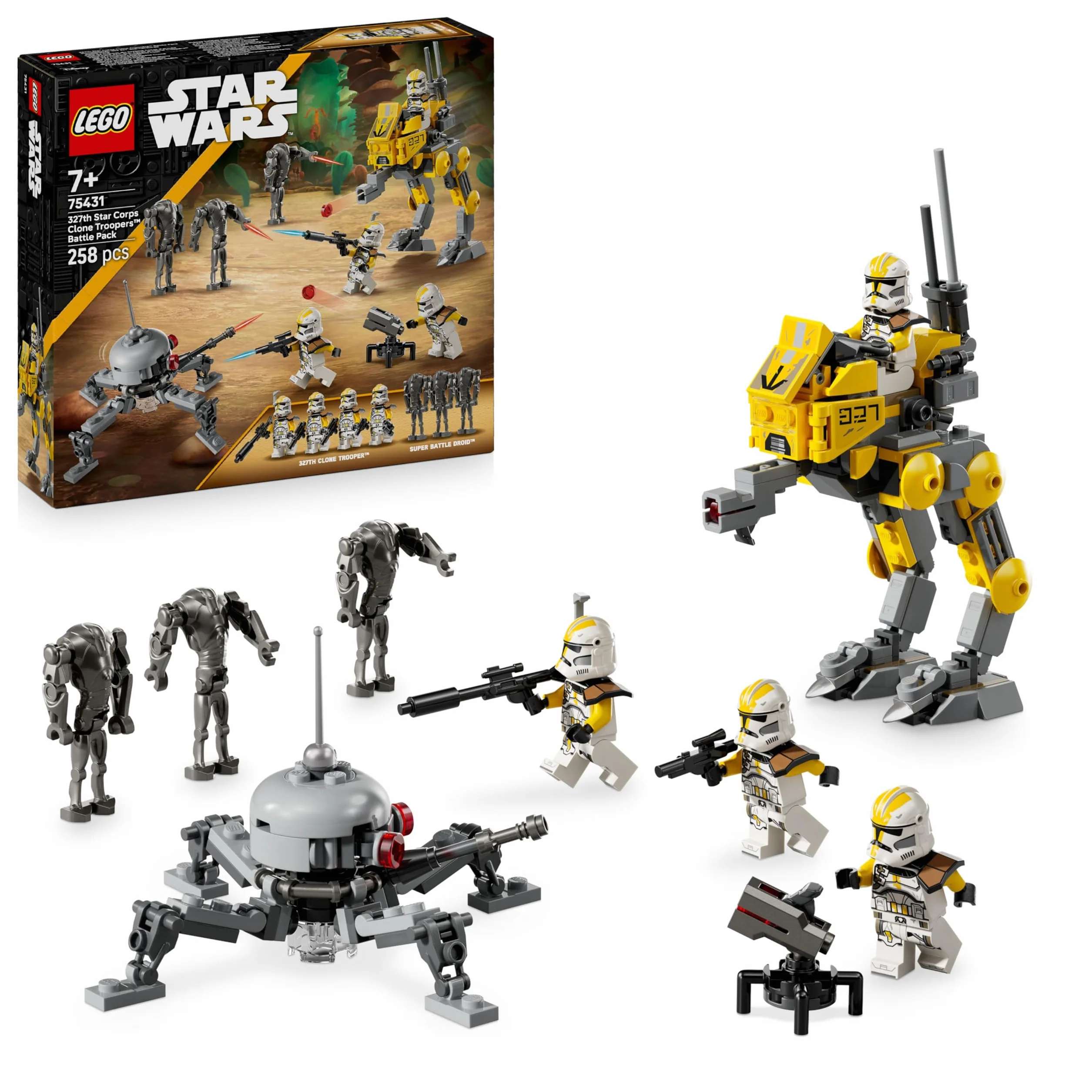 LEGO Star Wars 75431 La Revanche des Sith Pack de Combat du 327ème Corps d'Armée - 4 Minifigurines, 3 Droïdes de Combat & 1 AT-RT