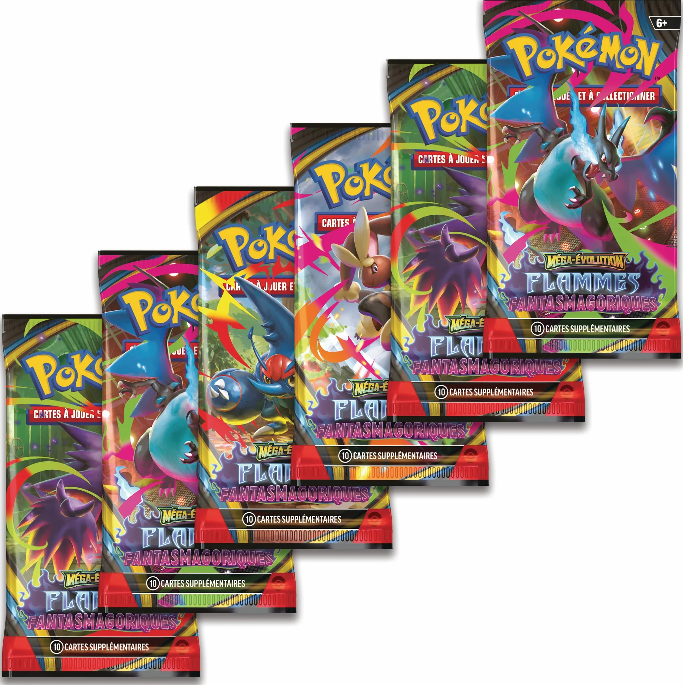 Pokémon JCC Méga-Évolution Flammes Fantasmagoriques Lot 6 boosters