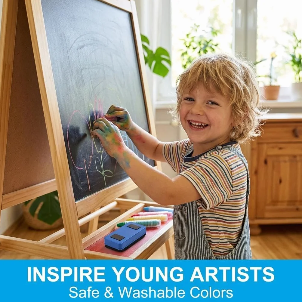Craies pour Tableau Noir Lavables Sans Poussière Non Toxiques Effaçables pour Enfants 12 Pièces
