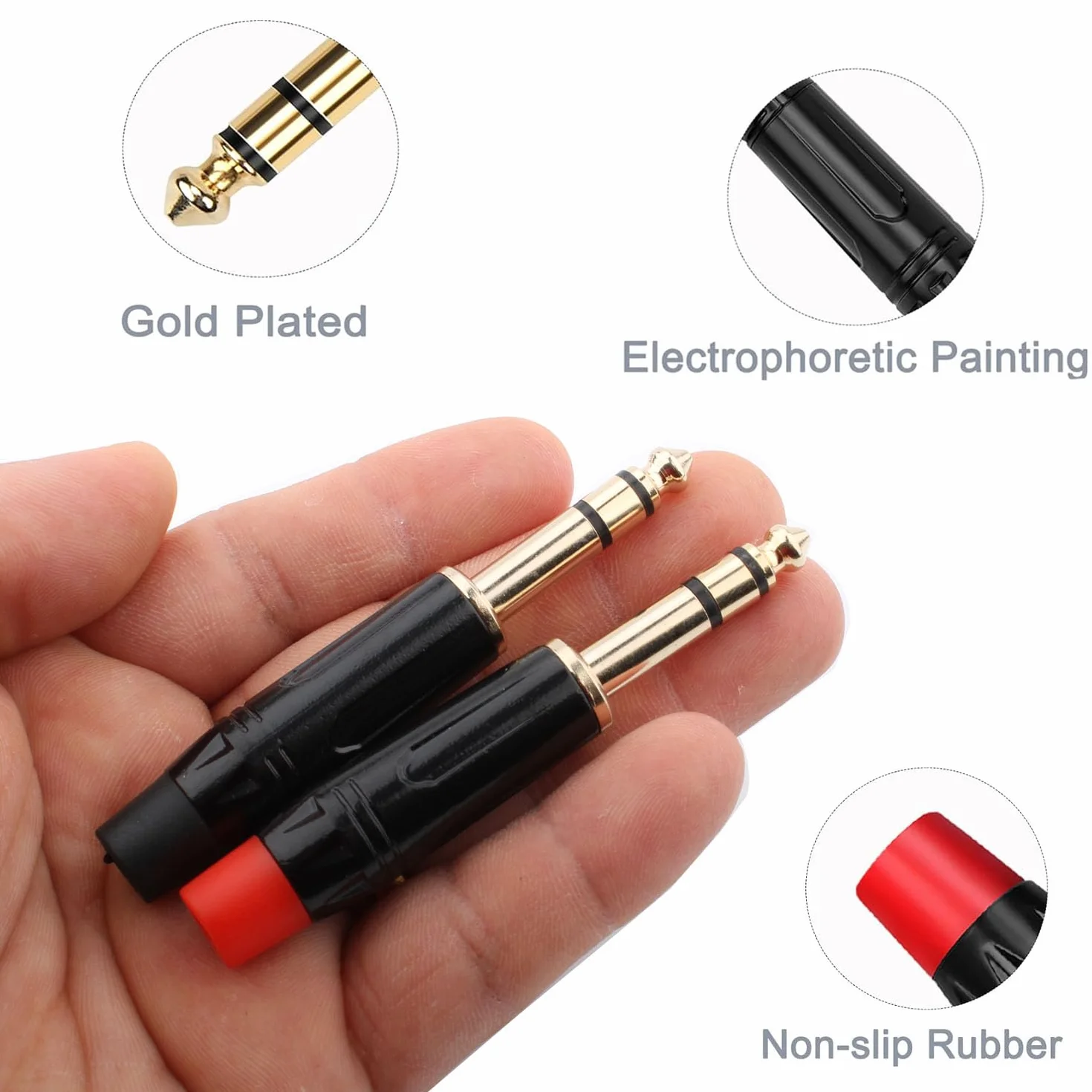 RUNCCI-YUN 6.35mm TRS Jack stéréo Audio Souder Connecteur plaqué or pour câbles guitare microphone