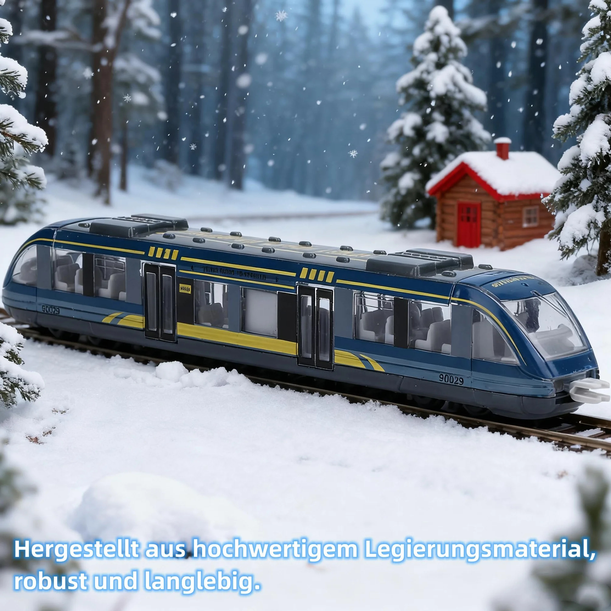Ensemble de Train Modèle Jouet éducatif Enfants Simulation Alliage Bus Bleu