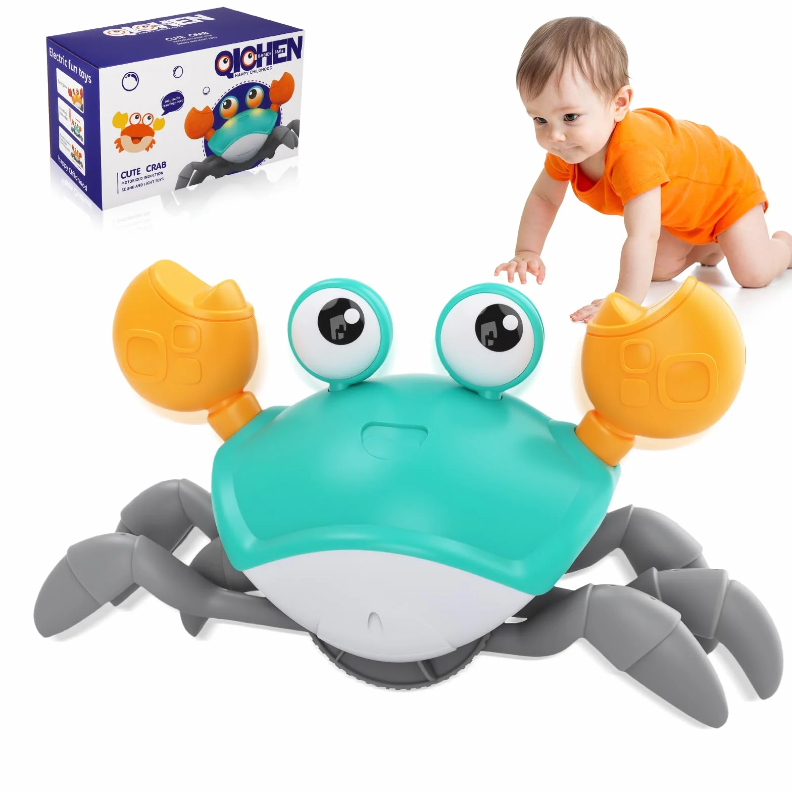 UCAMP Crabe Dansant Interactif avec Musique LED pour Bebe 6-12 Mois Jouet Eveil Sensoriel