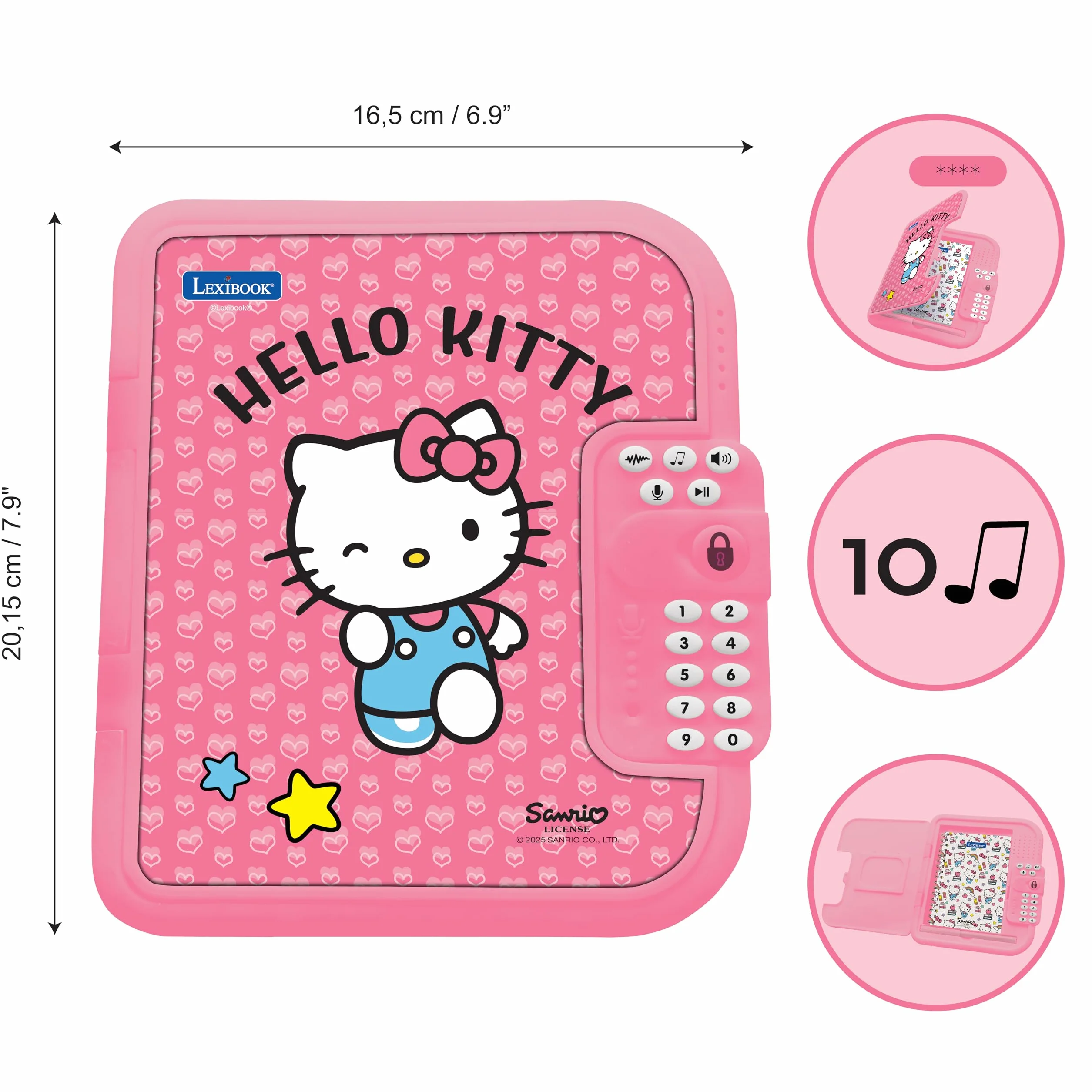 Lexibook Hello Kitty Journal intime électronique interactif avec stylo et carnet Rose/blanc SD50HK