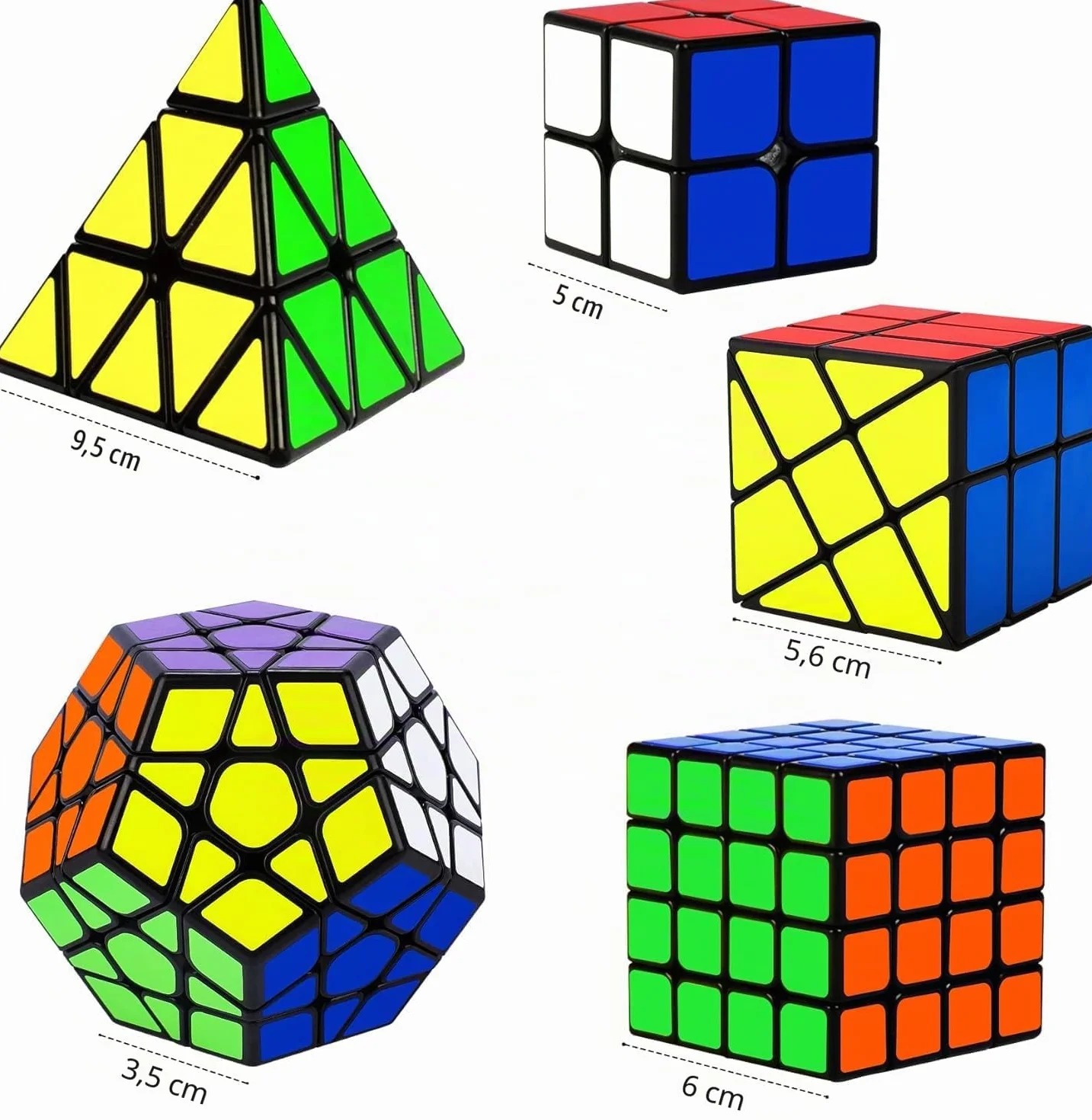 Coolzon Speed Magic Cube Set 5 Pack 2x2 4x4 Pyraminx Megaminx Puzzle Cube Jouet Enfants Adultes
