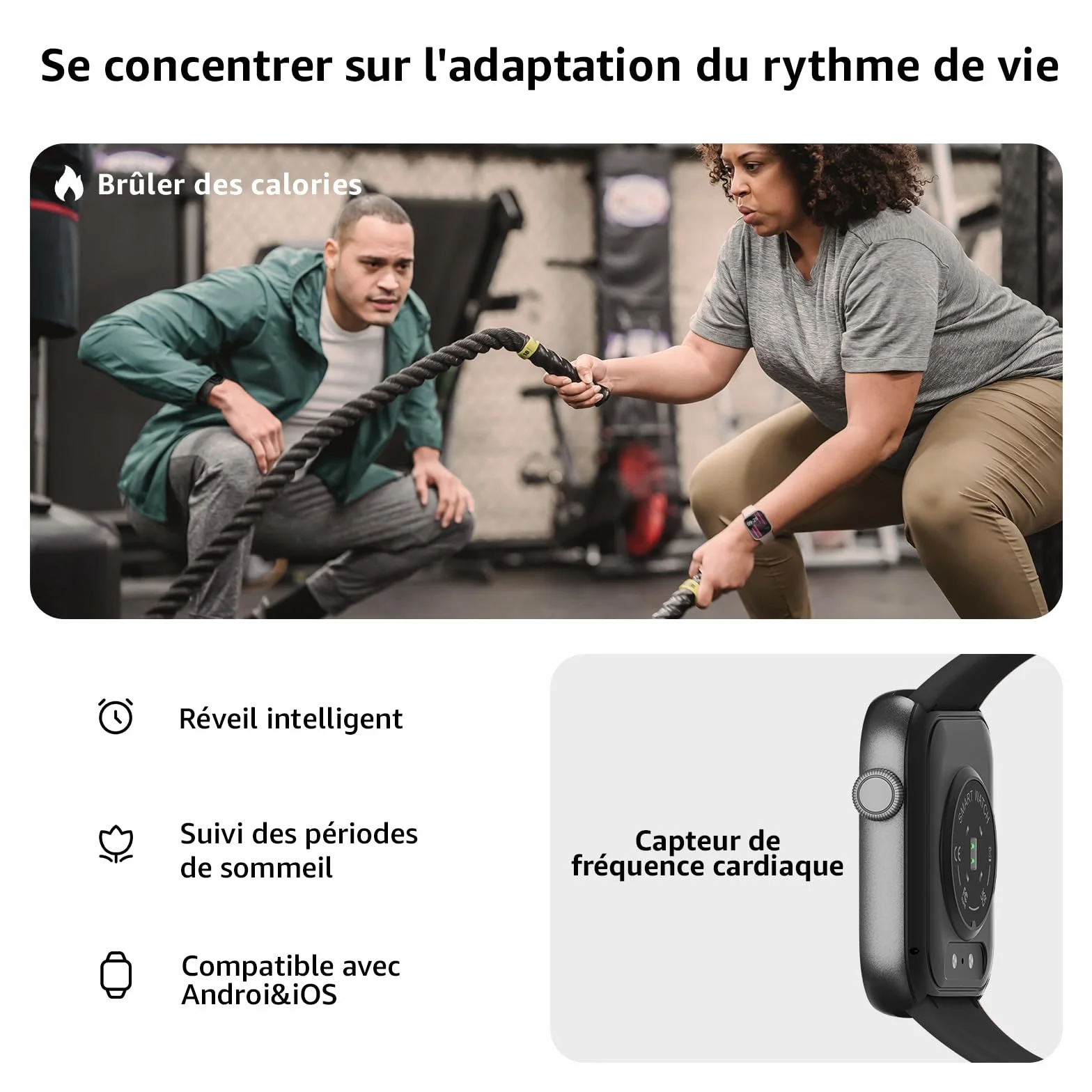 Montre Connectée Homme Femme avec Appels Bluetooth, Écran 1.85" HD Smartwatch Sport, Cardiofréquencemètre, Moniteur de Sommeil, Étanche IP68 pour Android iOS