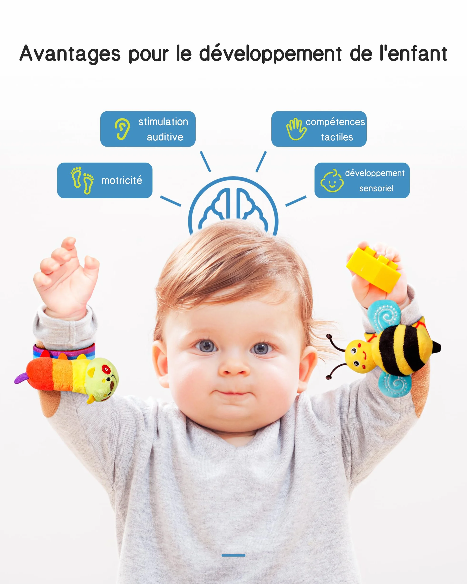 Infinno Jouet Bebe 3 6 9 Mois Ensemble Poignet Chaussettes Hochet Sonore Developpement Sensoriel Cadeau Naissance