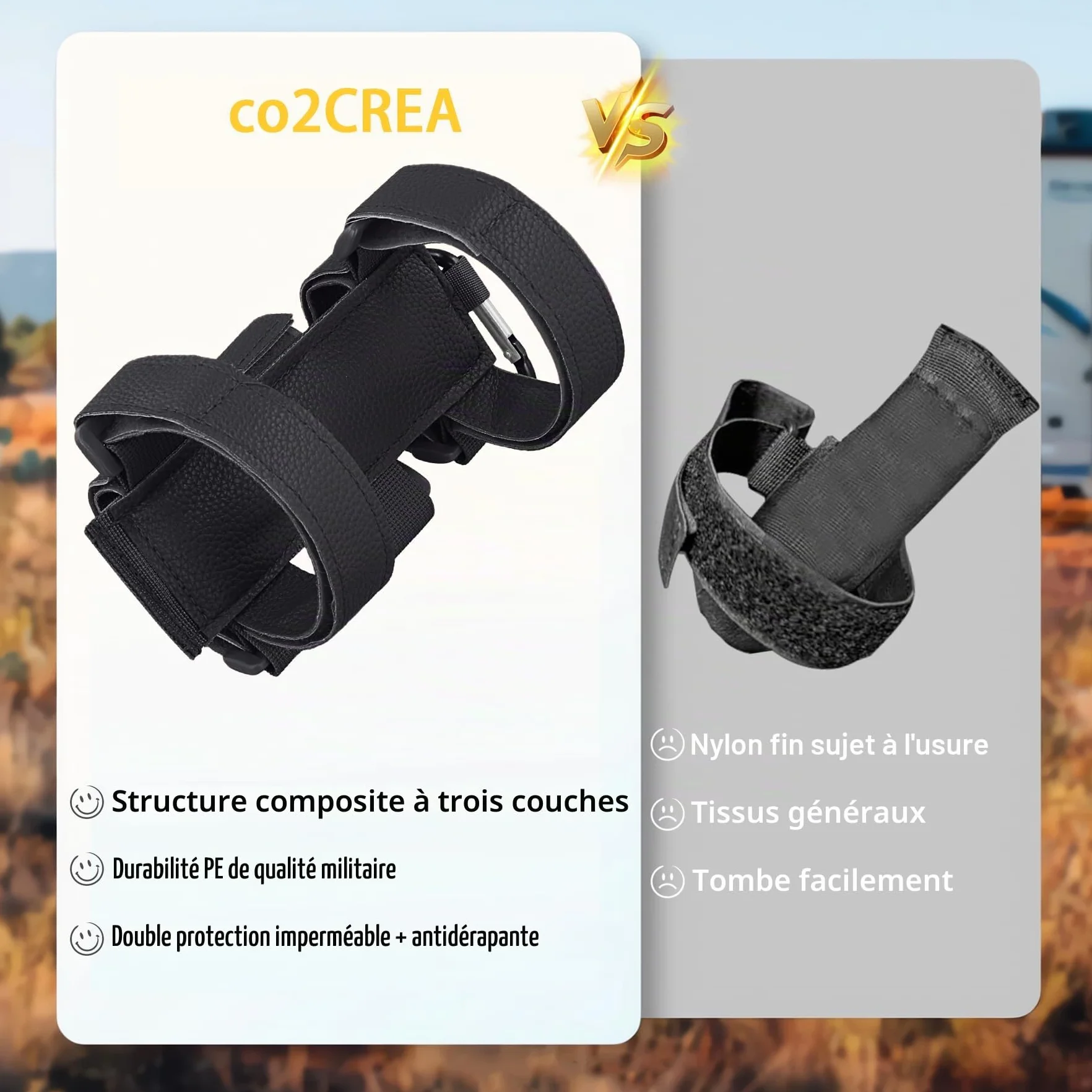 co2CREA Haut-Parleur Portable Bluetooth Sangle réglable pour Extérieur Support Barre Chariot Golf Garde-Corps Vélo Bateau