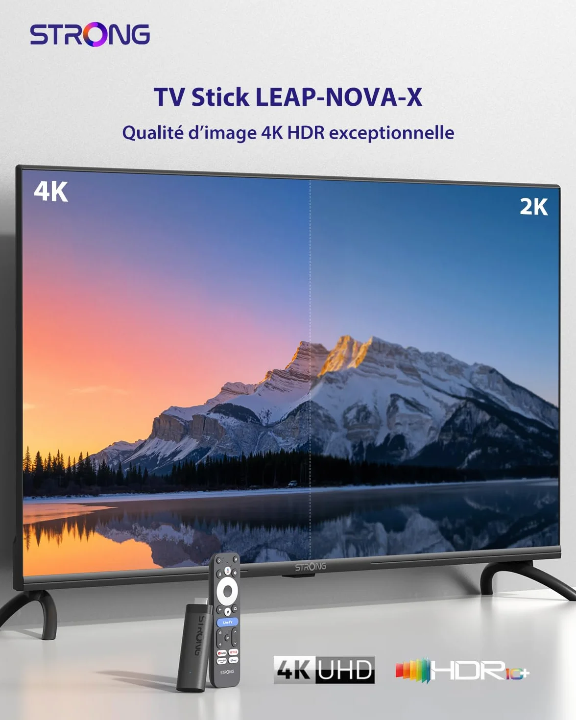 STRONG Leap-Nova-X TV Stick Android 14 2 Go RAM 32 Go ROM 4K UHD Dolby Vision HDR10+ Wi-Fi 6 Commande Vocale