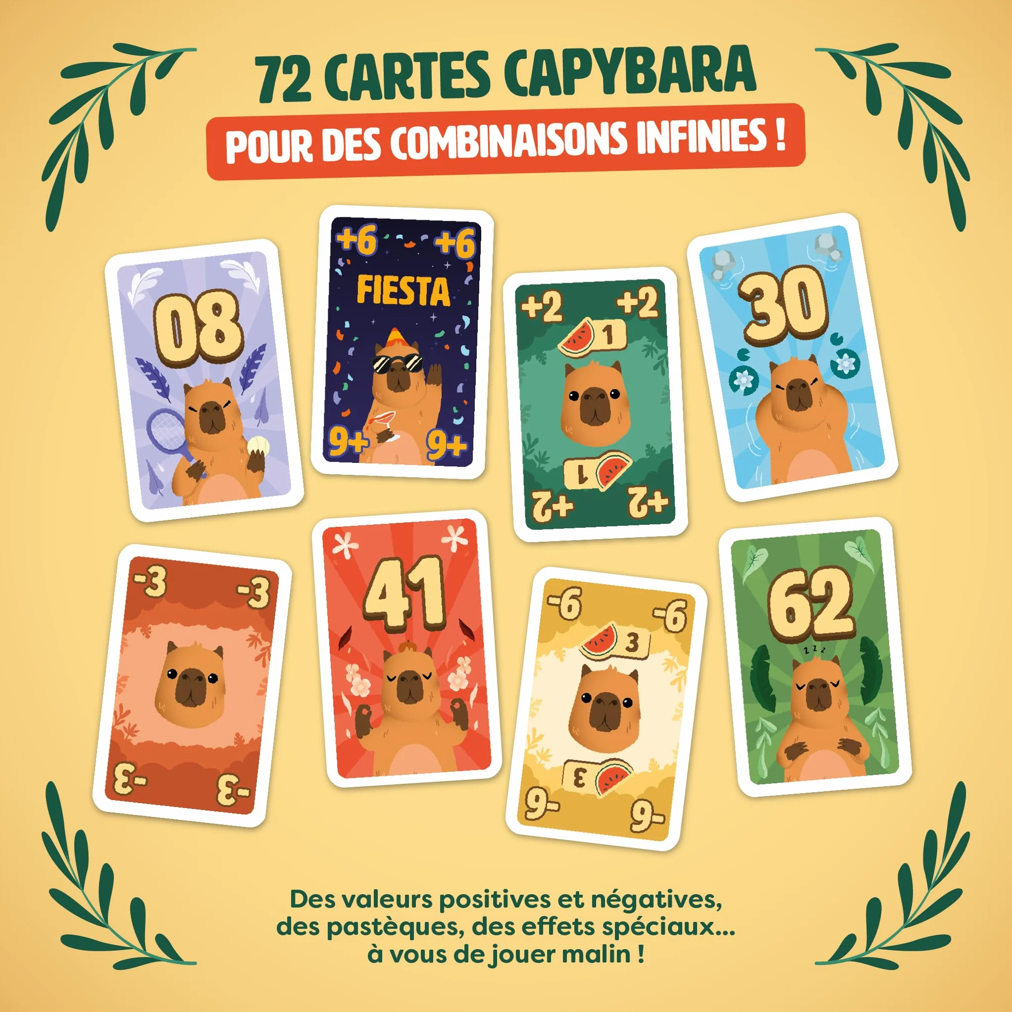 Capybaraka - Jeu de Cartes Familial et Tactique - Choix Simultané, Pastèques & Fiesta - 2 à 6 Joueurs - Dès 7 Ans - 20 Min