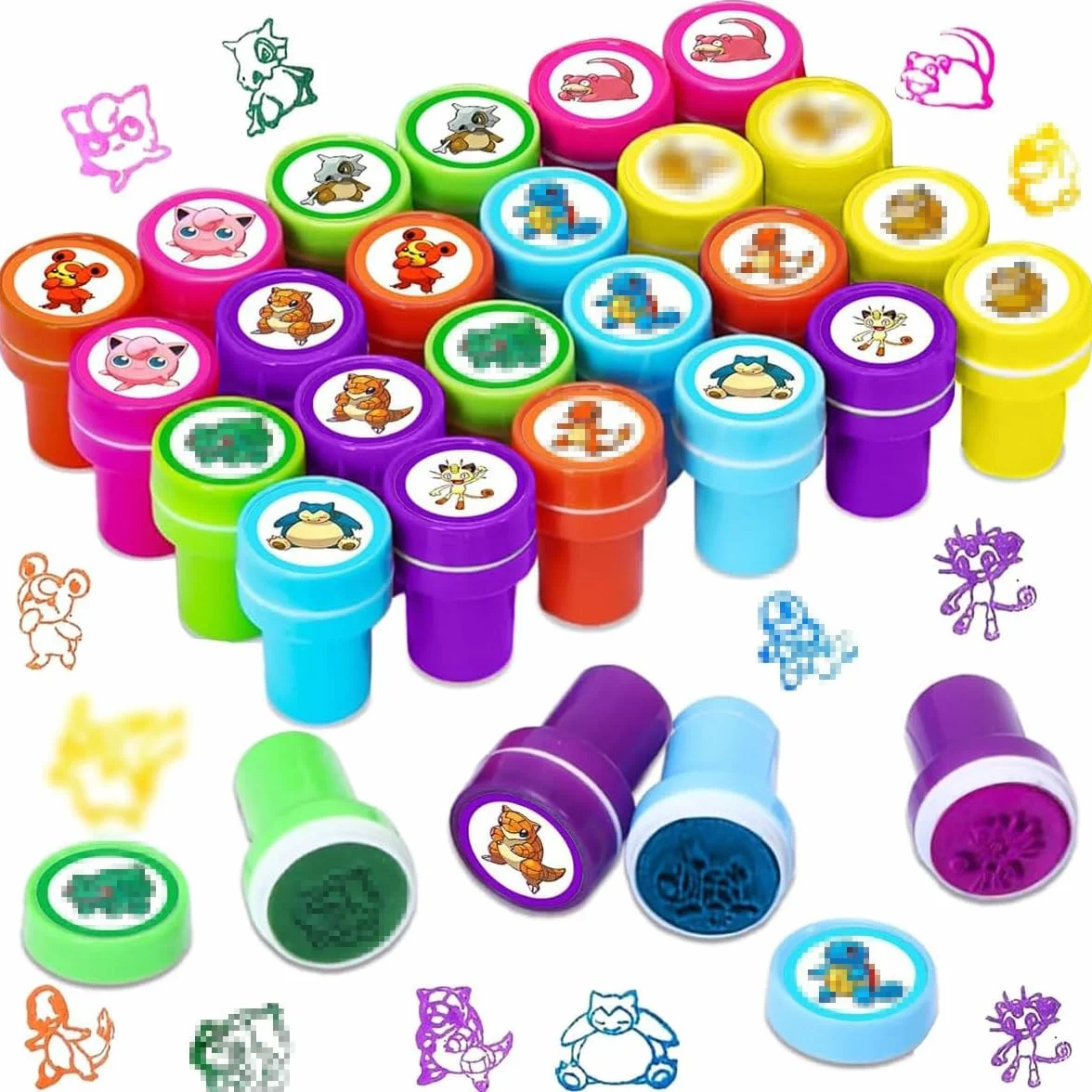LGZIN Lot de 24 Tampons Enfants Animaux Coffret Tampon Encreur Motif Dessin Animé