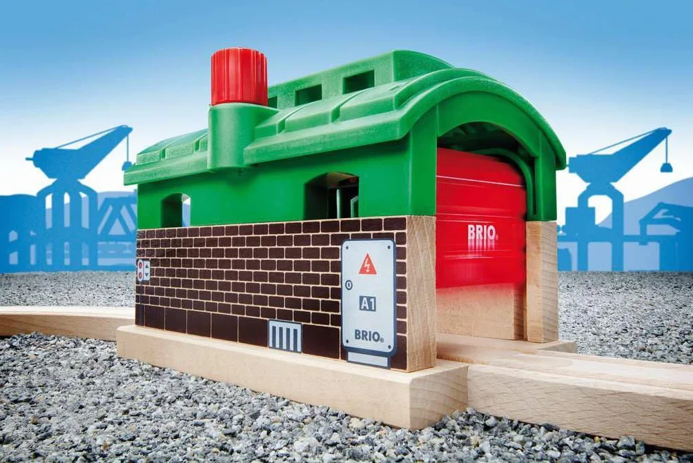 Brio World Tunnel Garage - Accessoire circuit de train en bois - Jouet sans pile dès 3 ans