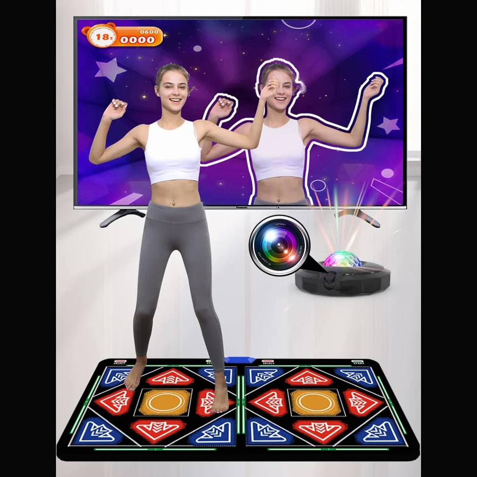 Tapis de Danse Électronique avec Caméra, 64 Go, 1030 Jeux, 81 Vidéos Musicales, 650 Chansons