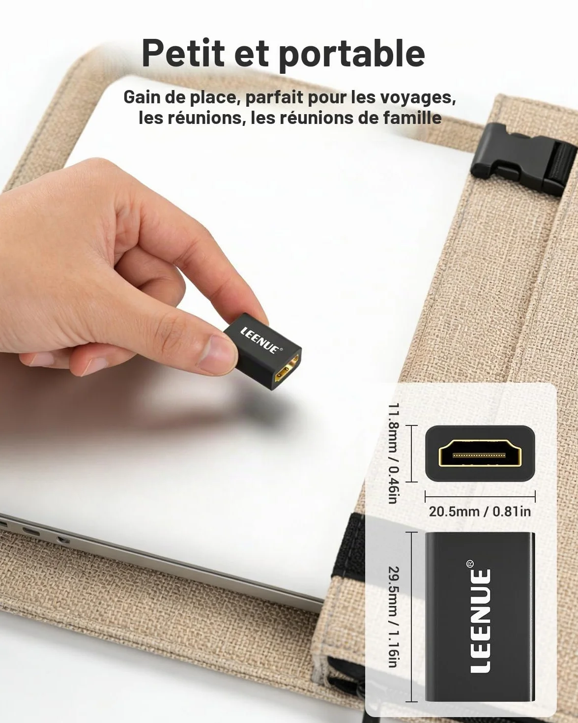 Coupleur HDMI 8K, Prolongateur HDMI 2.1 Femelle à Femelle, Lot de 2 Pièces