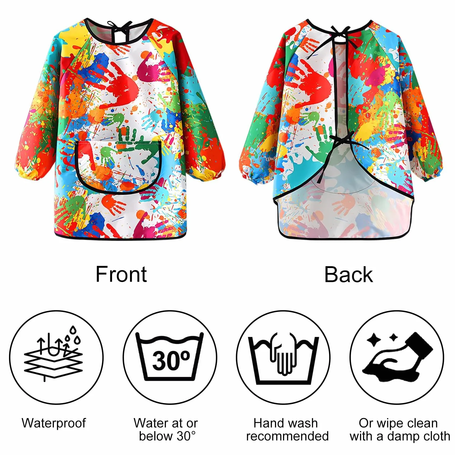 Tablier Peinture Enfant Imperméable Réutilisable Manche Longue pour Peinture Cuisine Filles Garçons