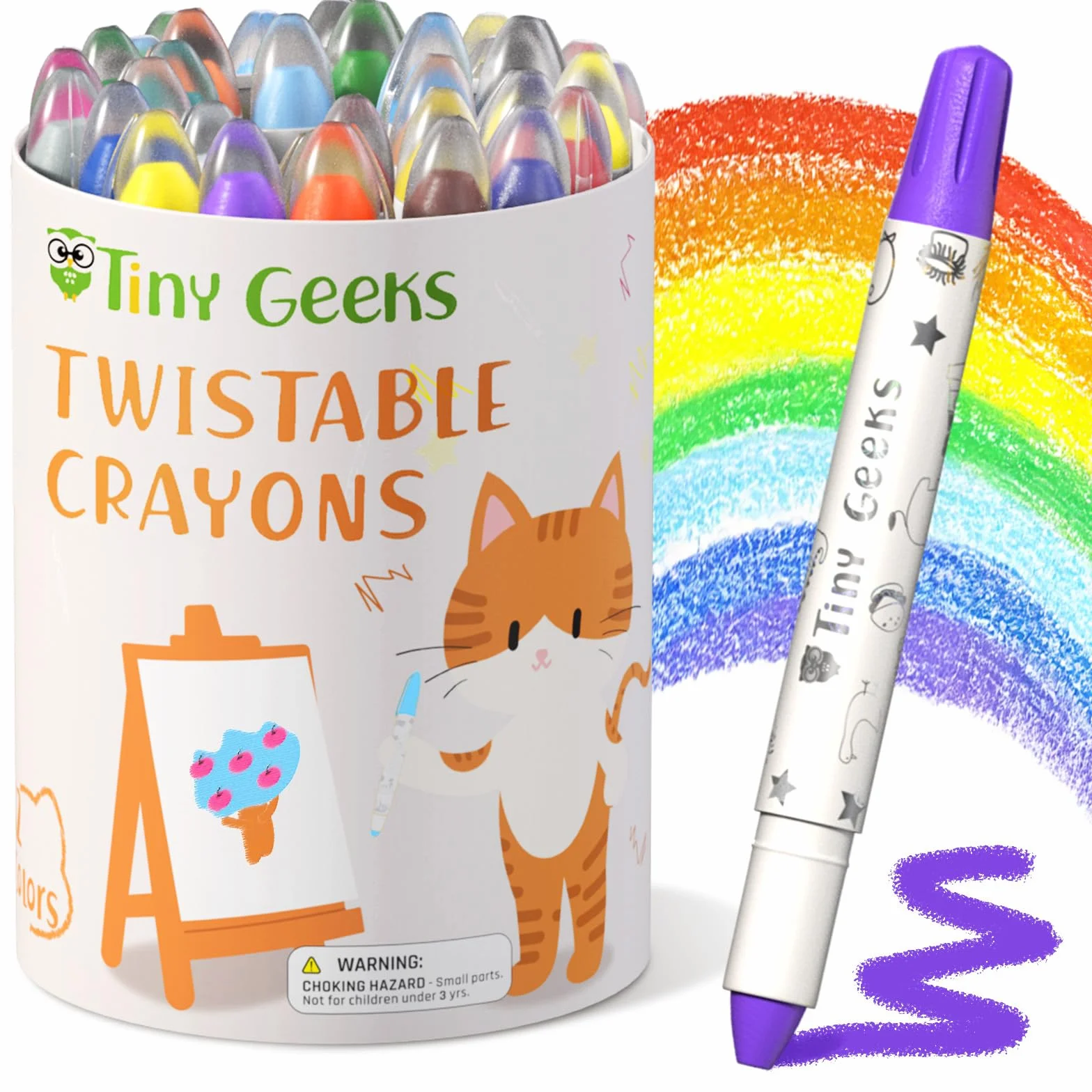 TinyGeeks Crayons Twistables Non Toxiques Lavables pour Enfants 1-8 Ans