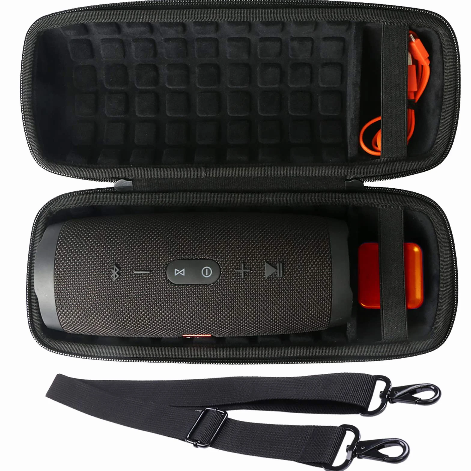 co2CREA Dur Étui de Voyage Rigide Housse Cas pour JBL Charge 4 / JBL Charge 5 Enceinte Bluetooth Portable Noir