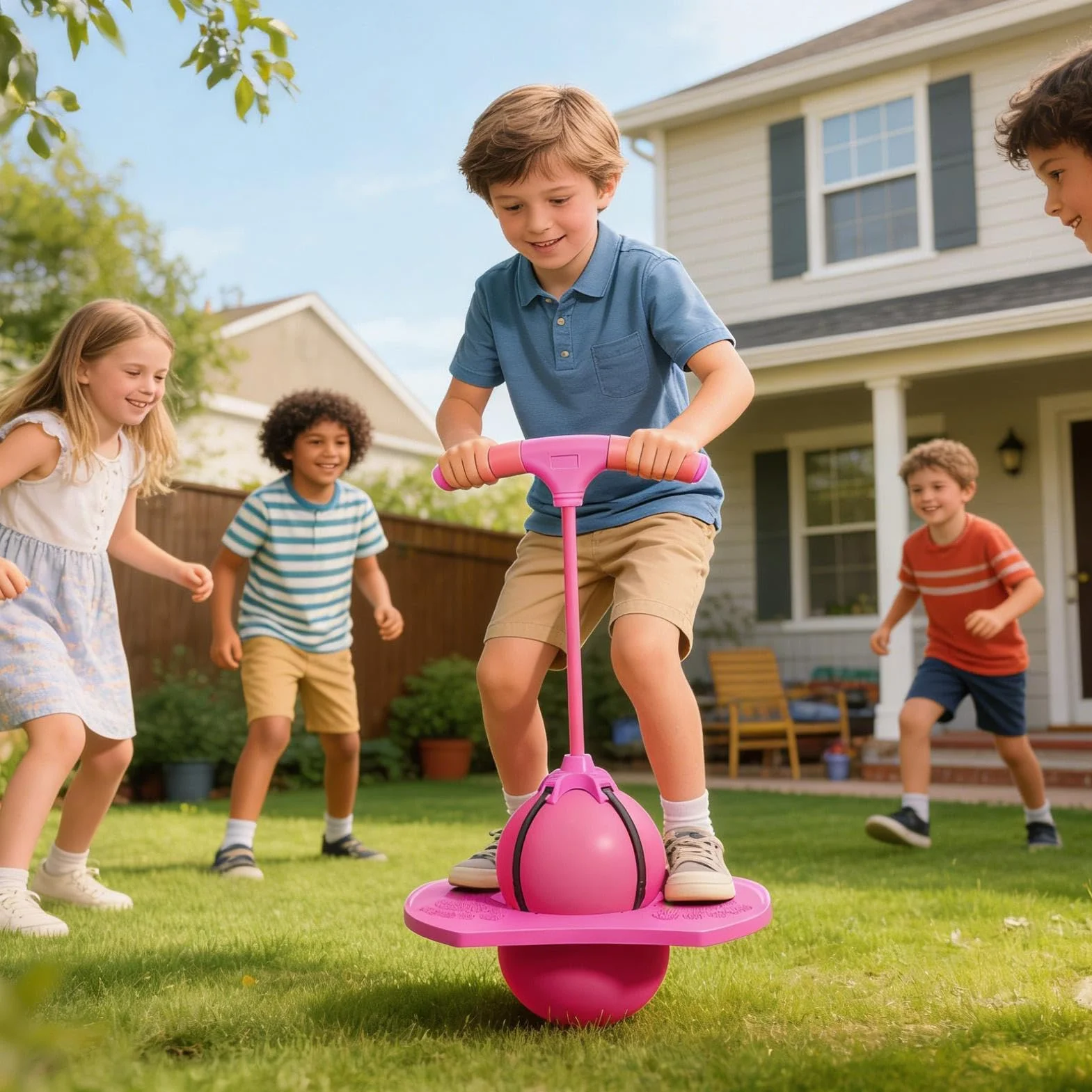 Ballon sauteur pour enfants avec poignée d'équilibre intérieur extérieur