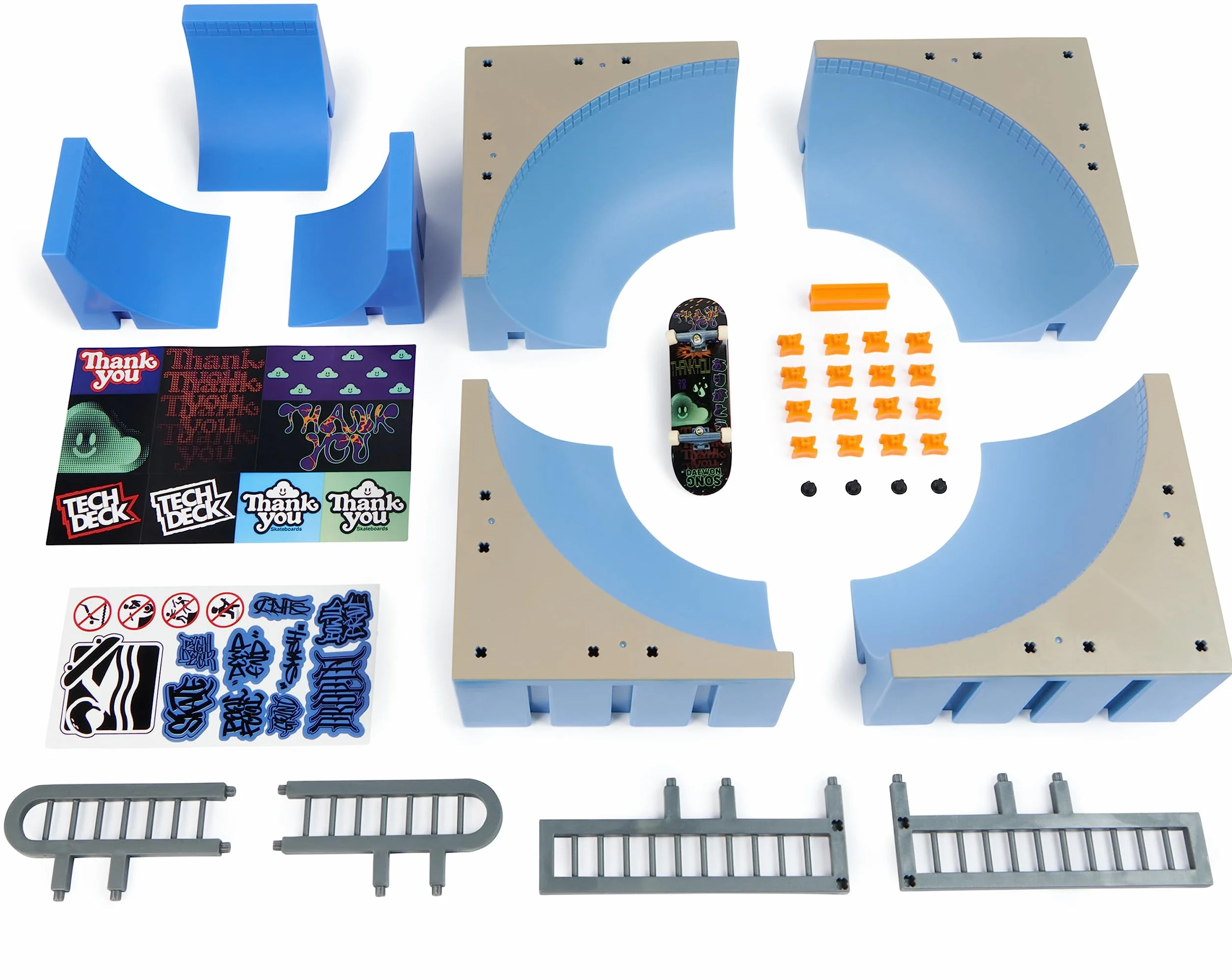 Tech Deck Finger Skate Mega Bowl X-Connect Rampe 100% Modulable À Construire Et Personnaliser + 1 Mini Planche Thank You Exclusive Jeu Enfant 6 Ans