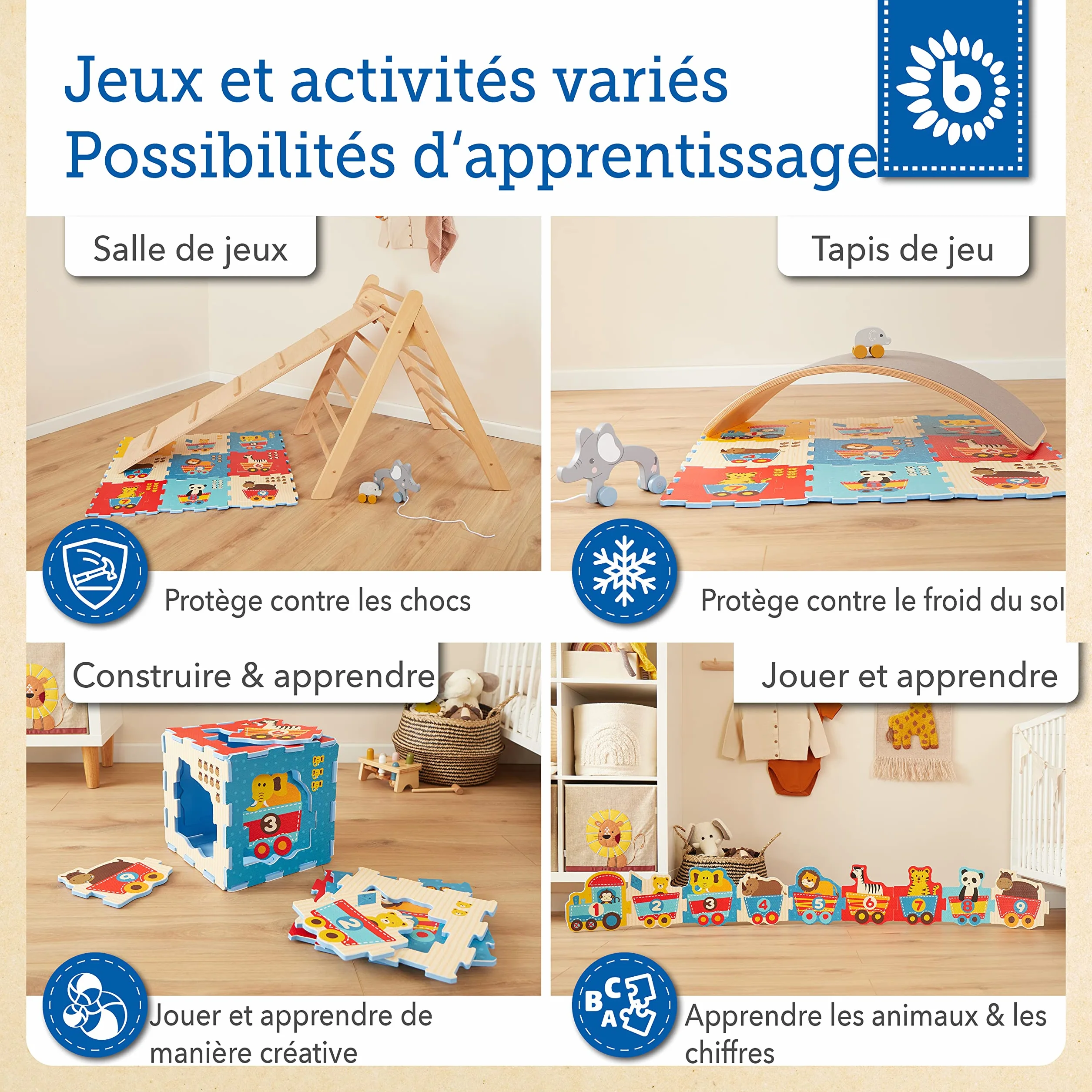 BIECO Tapis Puzzle Multicolore