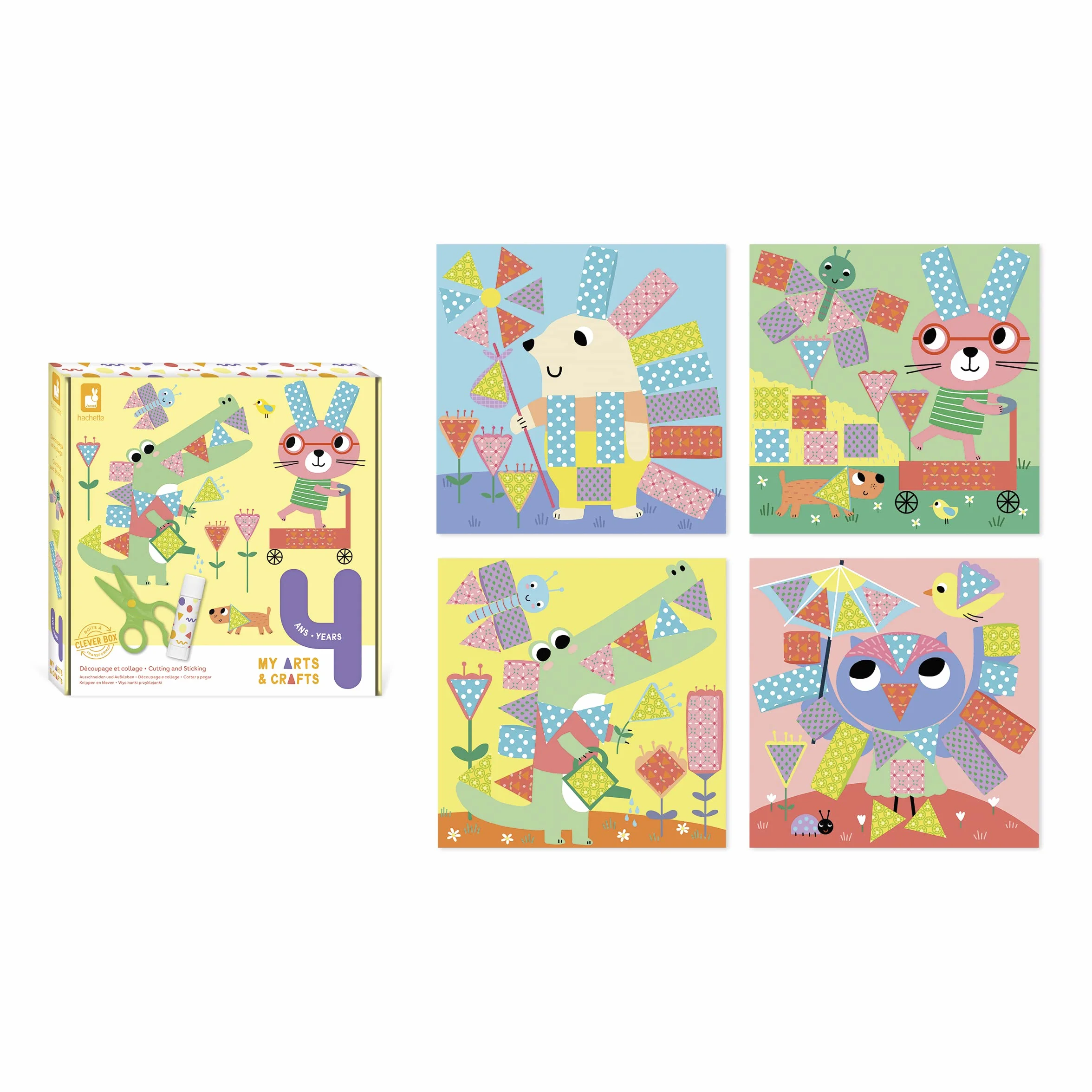 Janod Kit Découpage et Collage 4 Tableaux Dès 4 Ans