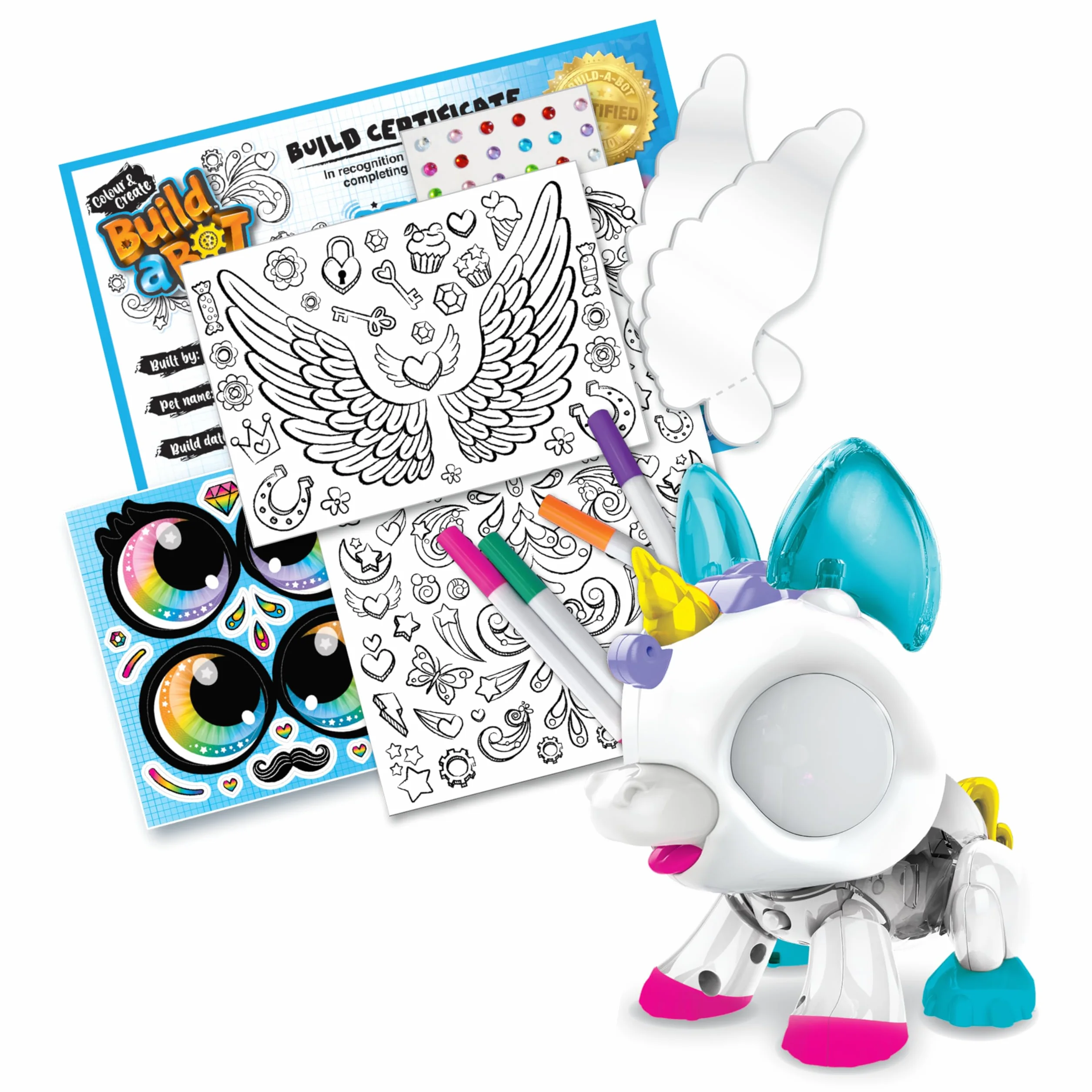 BUILD A BOT PEGASUS Robot Animal Intéractif à Construire 20 Pièces Licorne