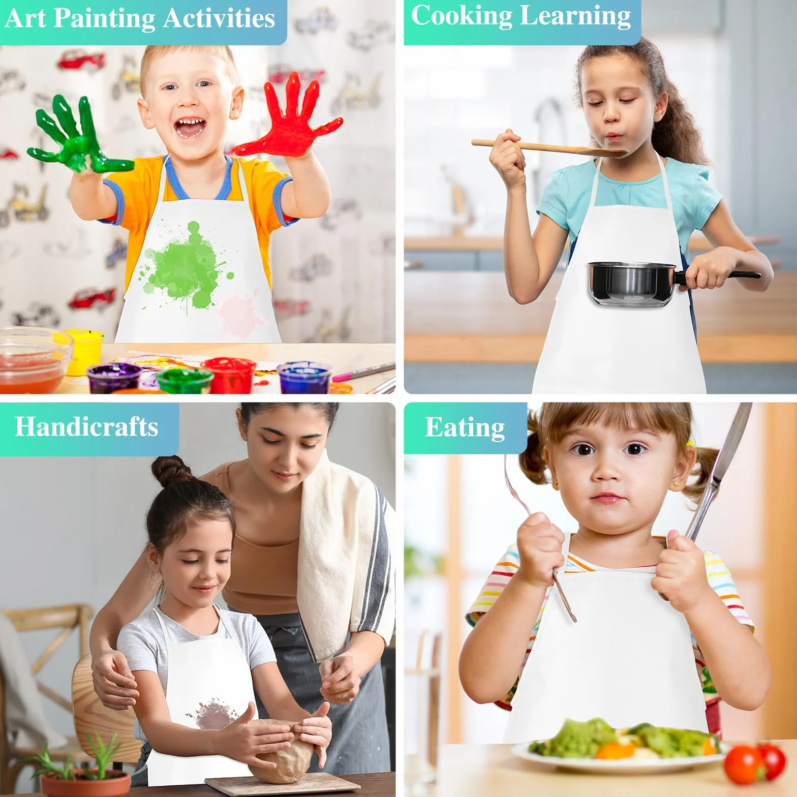 Tabliers de peinture pour enfants avec 2 poches spacieuses