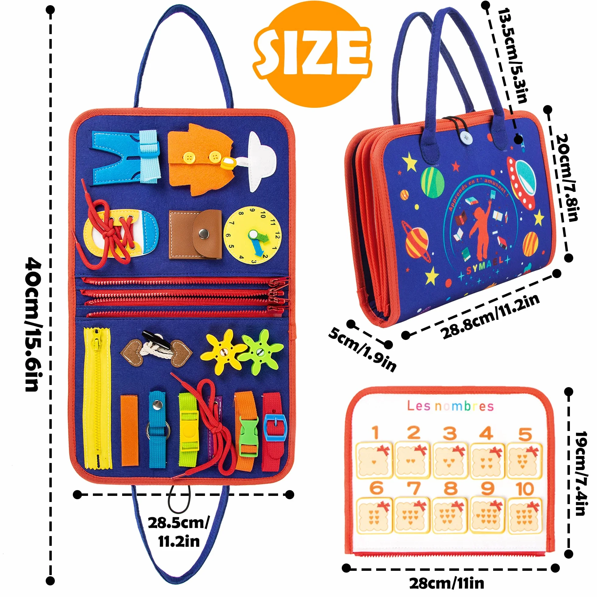 Busy Board en Francais Jeu educatif Montessori transportable Voyage - Jeu Enfant 1-5 Ans - Planche sensoriel motricite Bebe