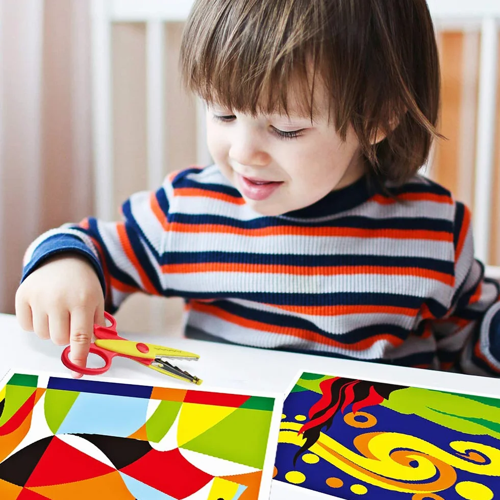 Ciseaux pour enfants Asdirne, Ensemble de 6, Ciseaux dentelés en zigzag