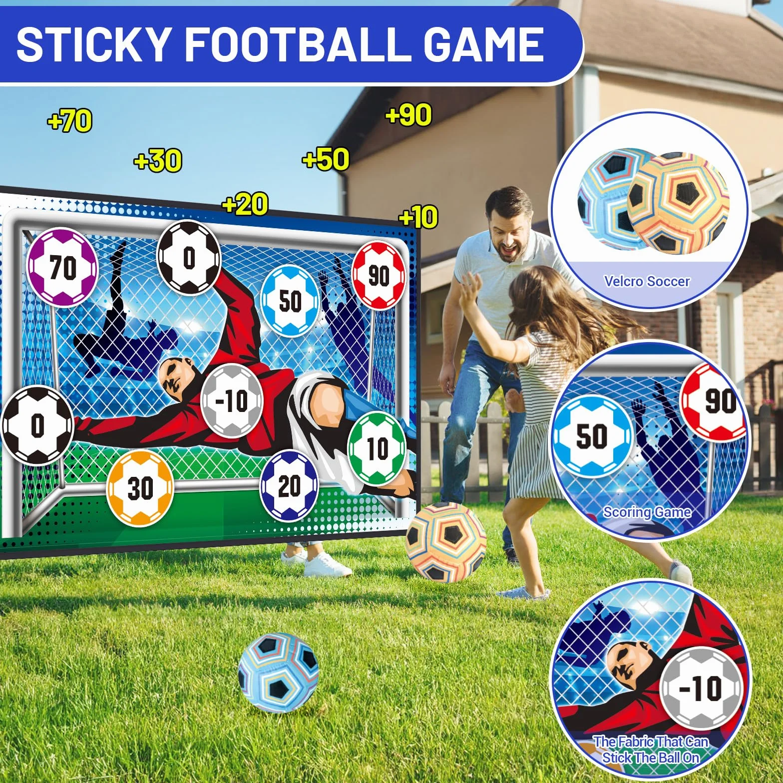 Jeux de Football pour Enfant 3-8 Ans, But de Football en Flanelle Douce avec 2 Balles, Jouet de Sport pour Jardin