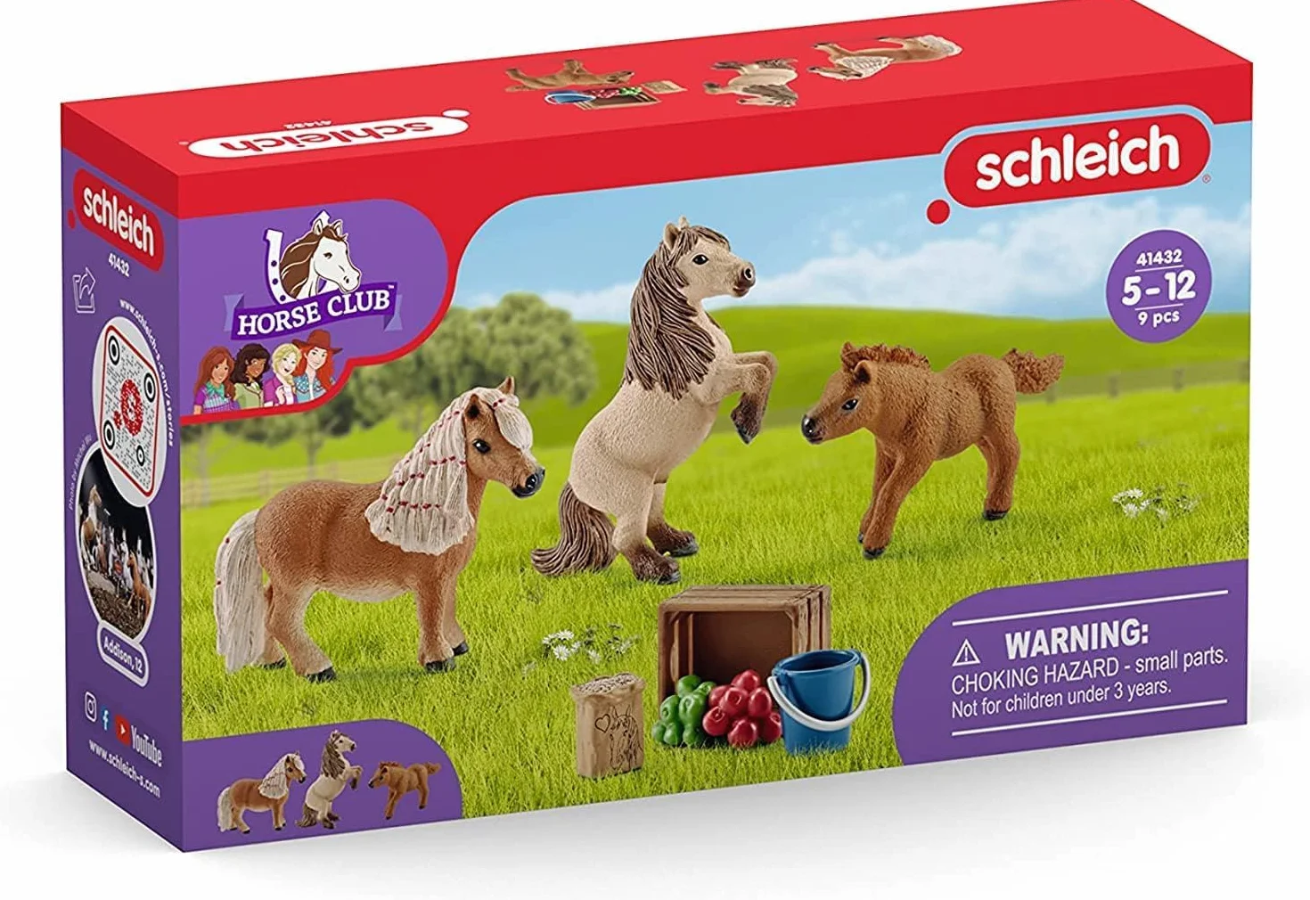 Schleich Horse Club Famille de Mini-shetlands 41432 3 poneys avec accessoires pour chevaux jouet à partir de 5 ans ensemble de 8 pièces