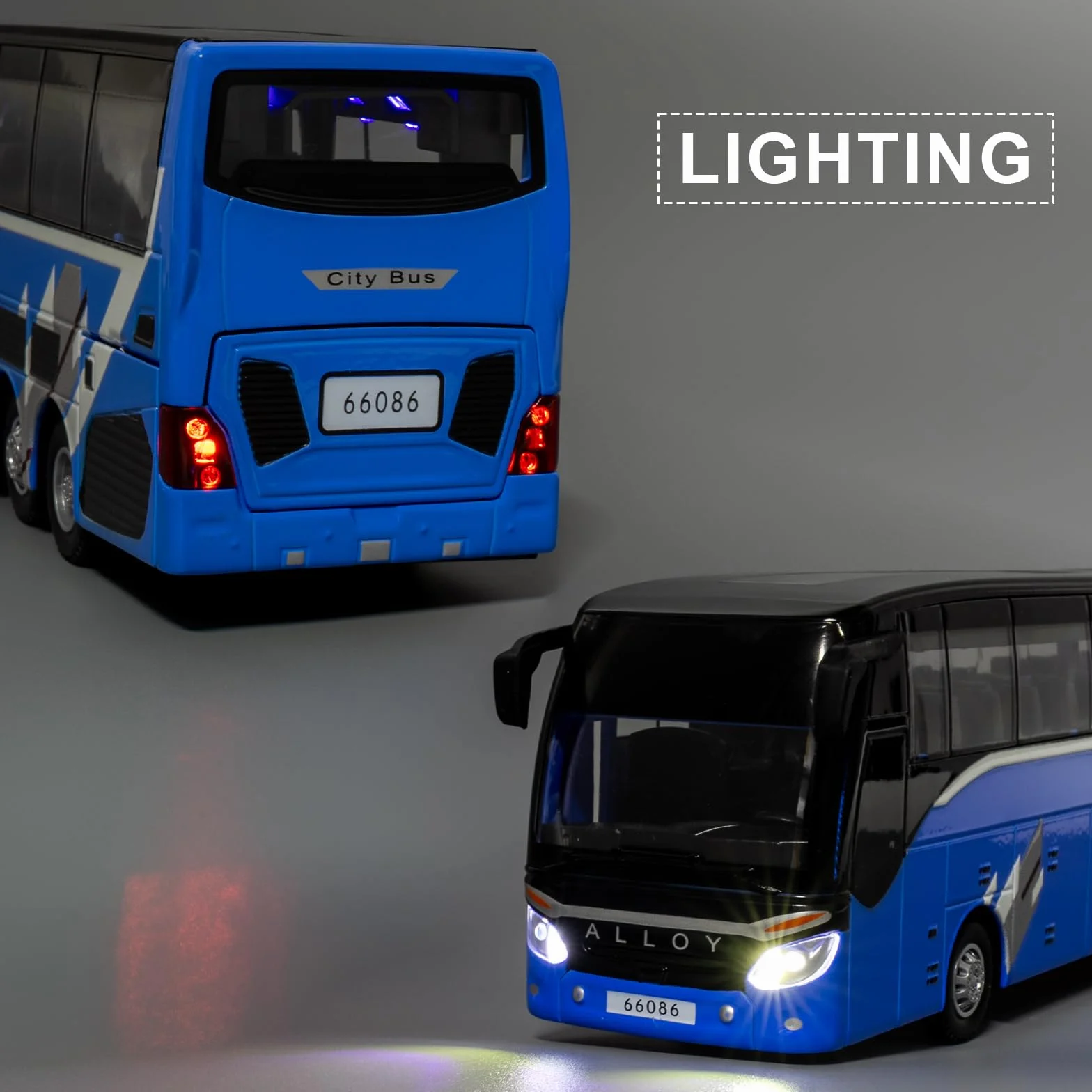 Voiture miniature bus de luxe 1/30 alliage zinc son lumière collectionneurs enfants 3 ans cadeau anniversaire bleu