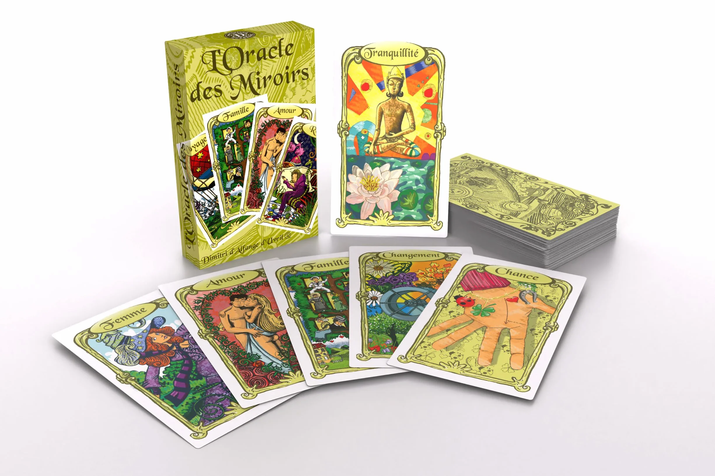 Grimaud L'Oracle des Miroirs Jeu de cartes divinatoire Oracle Vert Jaune