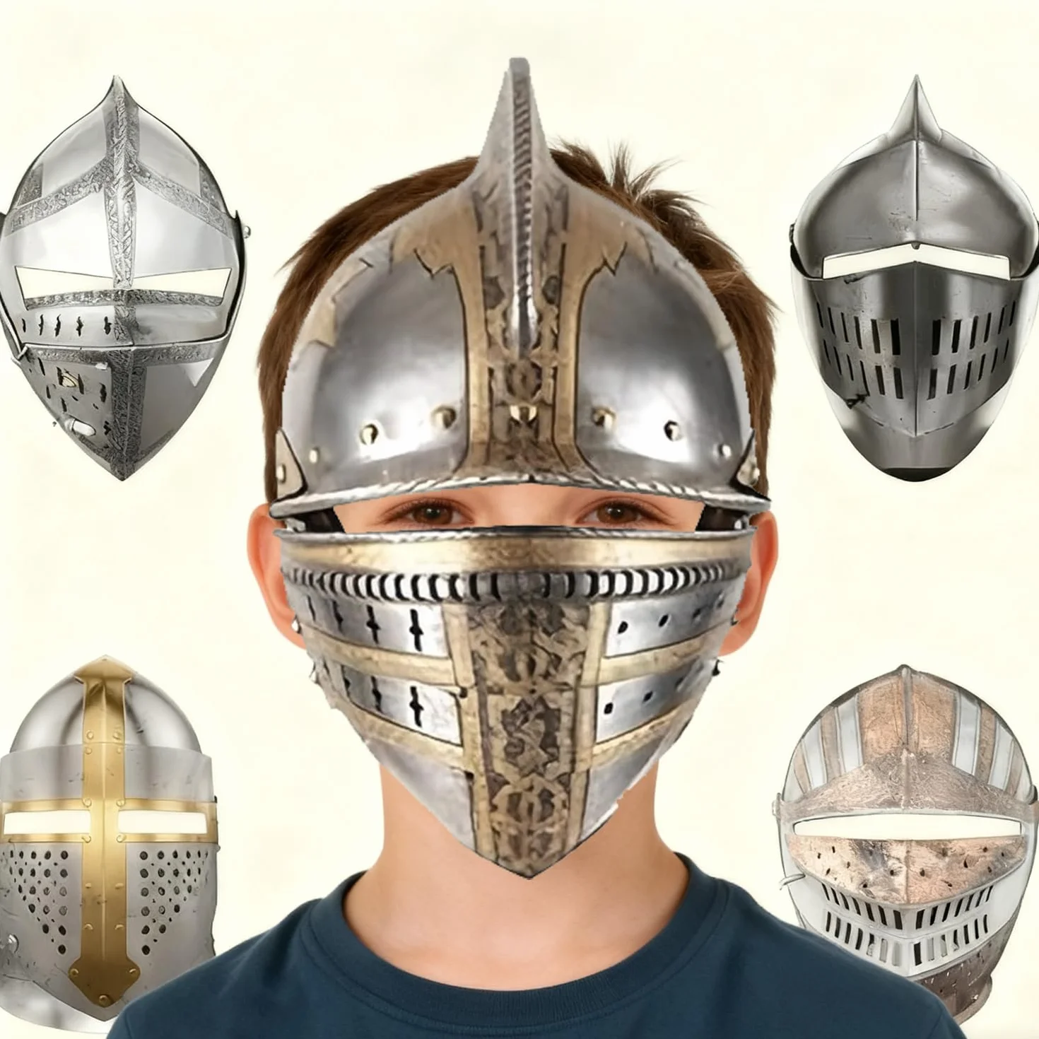 Masques en papier de chevalier Lot de 12 Décoration de fête médiévale