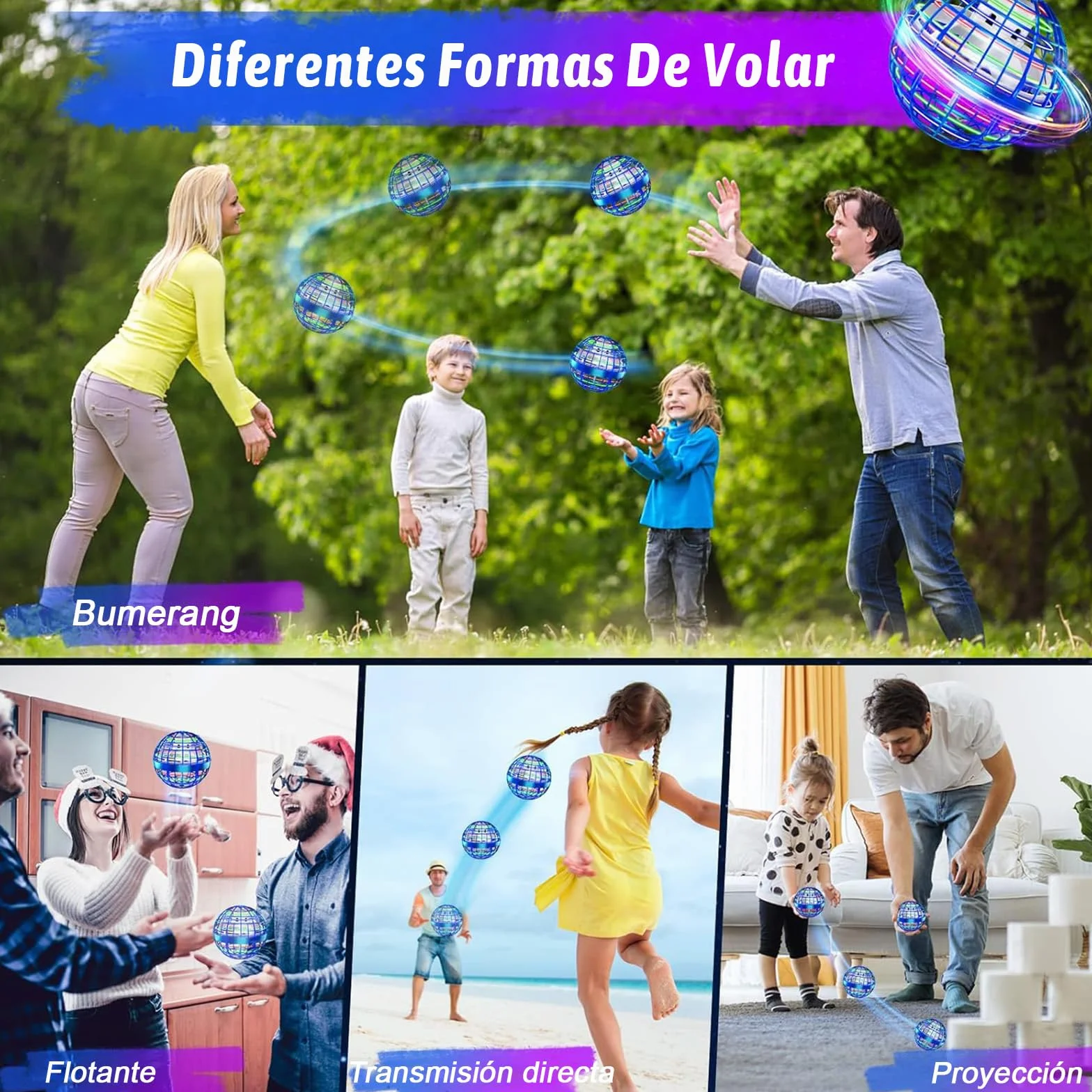 Boule Volante Lumineuse Jouet Enfants Extérieur Cadeau Garçons Filles 6-12 Ans