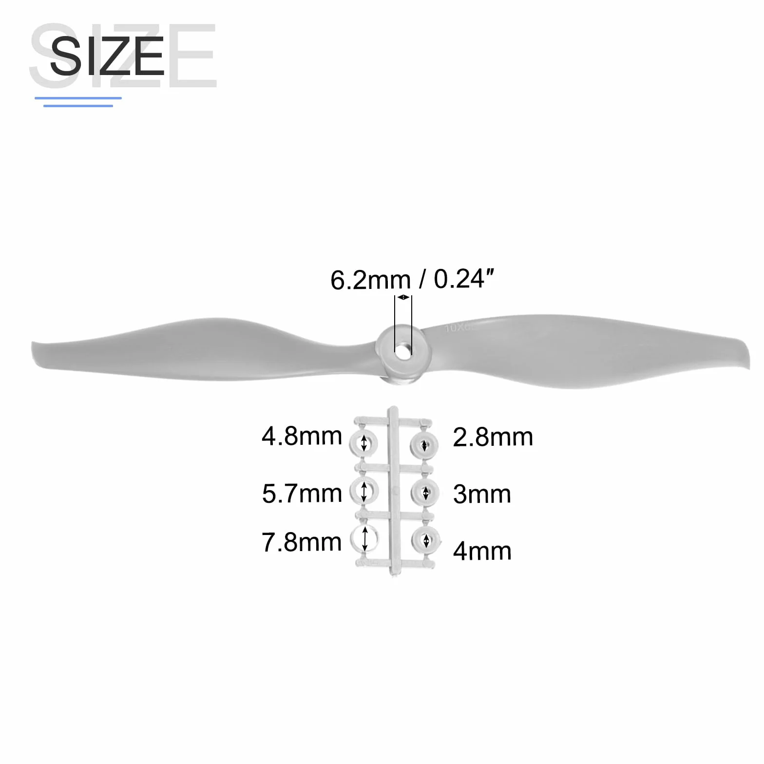 QUARKZMAN 10x6 Pouces Hélice RC 2 Pales Gris avec Adaptateurs