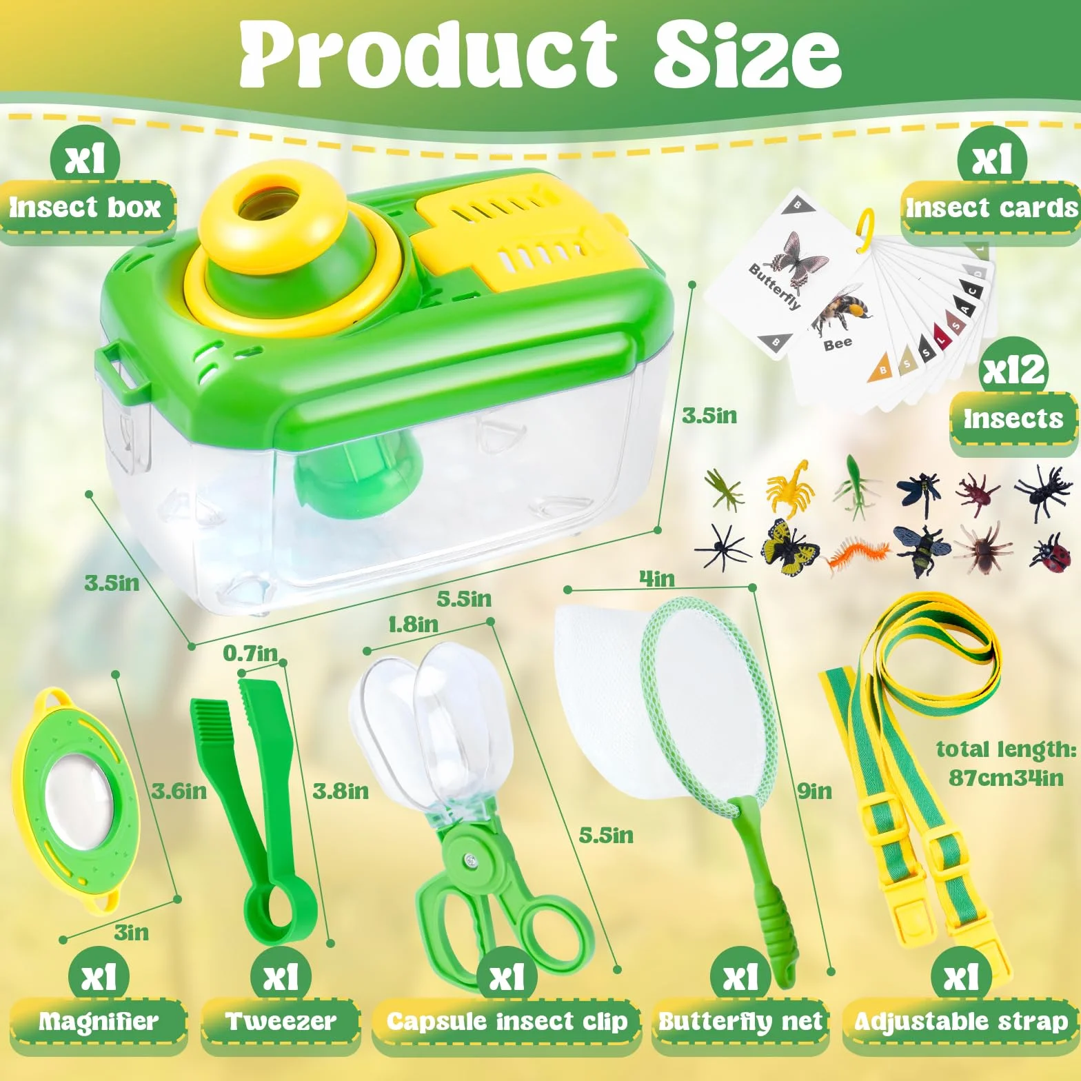 Kit Exploration Enfant Jeux Exterieur Attrape Insecte Boite Insectes 12 Faux Insectes Loupe Rotative 360 Garçon Fille 3-8 Ans