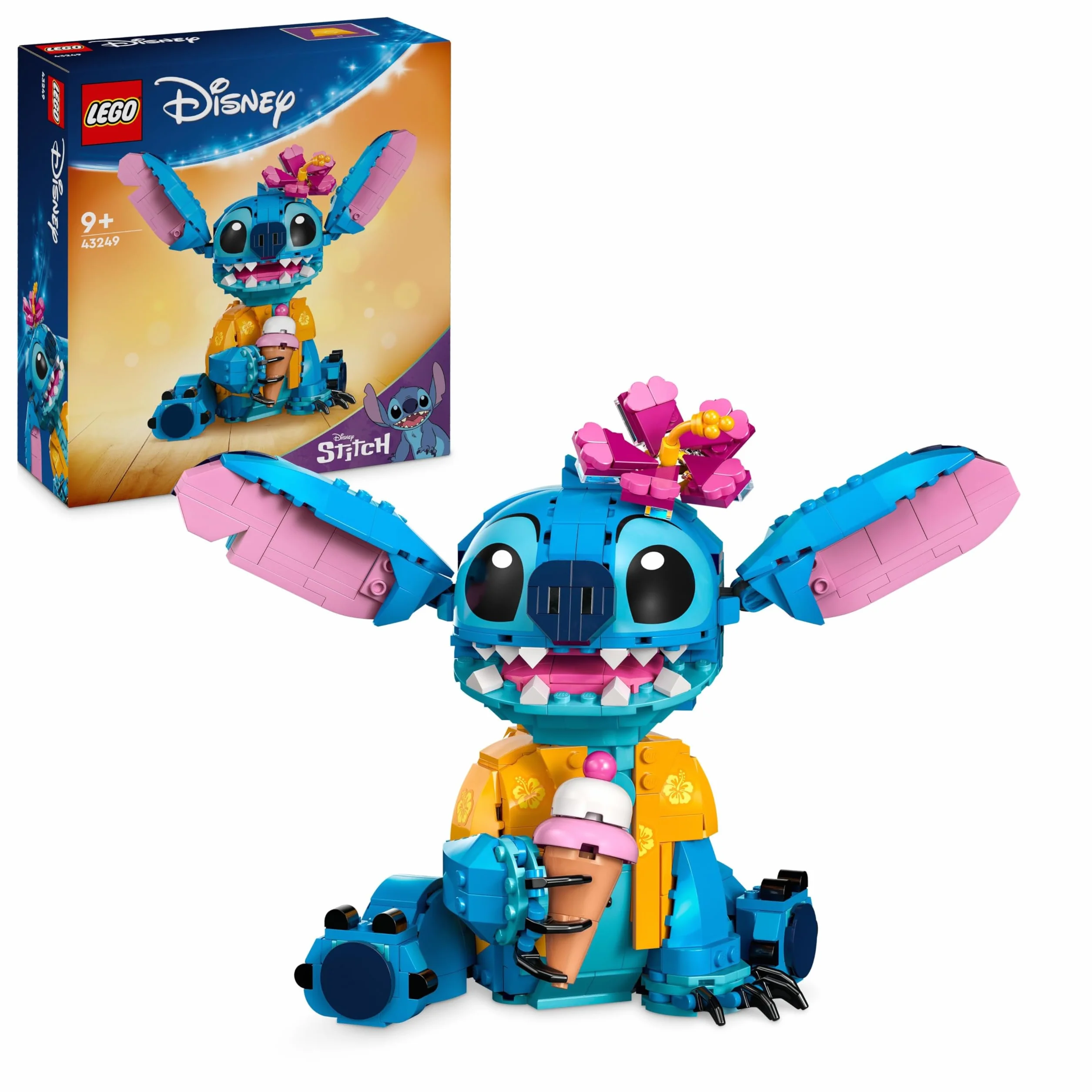 LEGO Disney Stitch 43249 Jouet de Construction Figurine à Exposer avec Cornet de Glace & Fleur pour Enfants dès 9 Ans