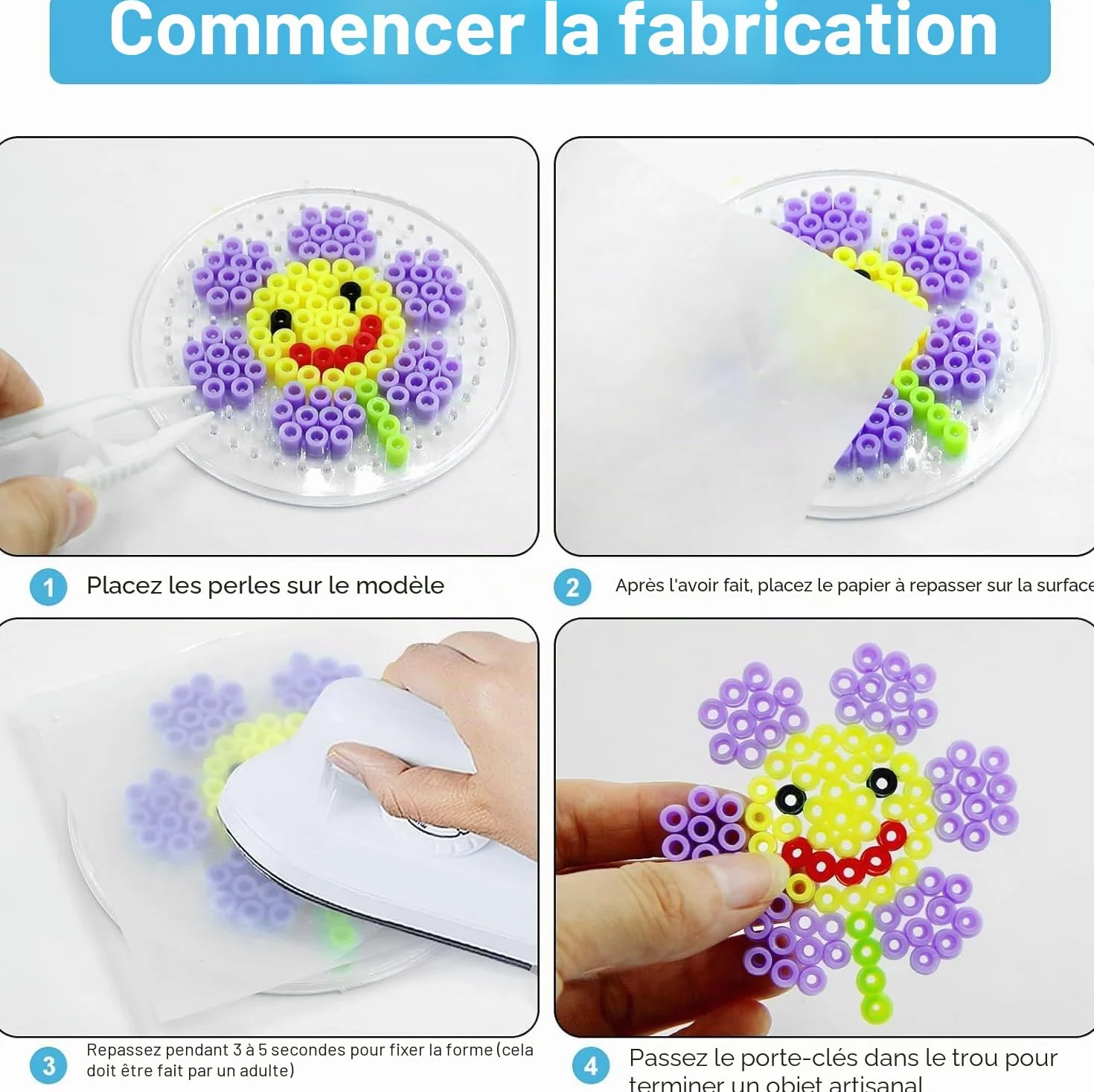 YESLUSY Perles à Repasser Set 24 Couleurs 6300 Pièces Mini 5mm pour Enfants DIY Cadeau
