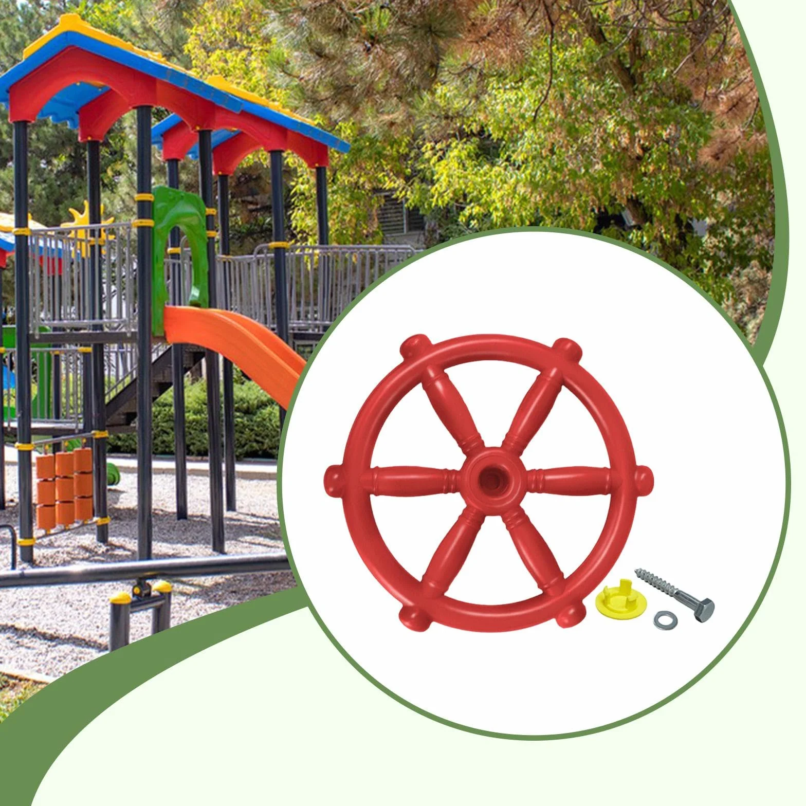 Milageto Volant de Bateau Pirate Jouet de Jardin Accessoires Jeux d'Imagination Rouge