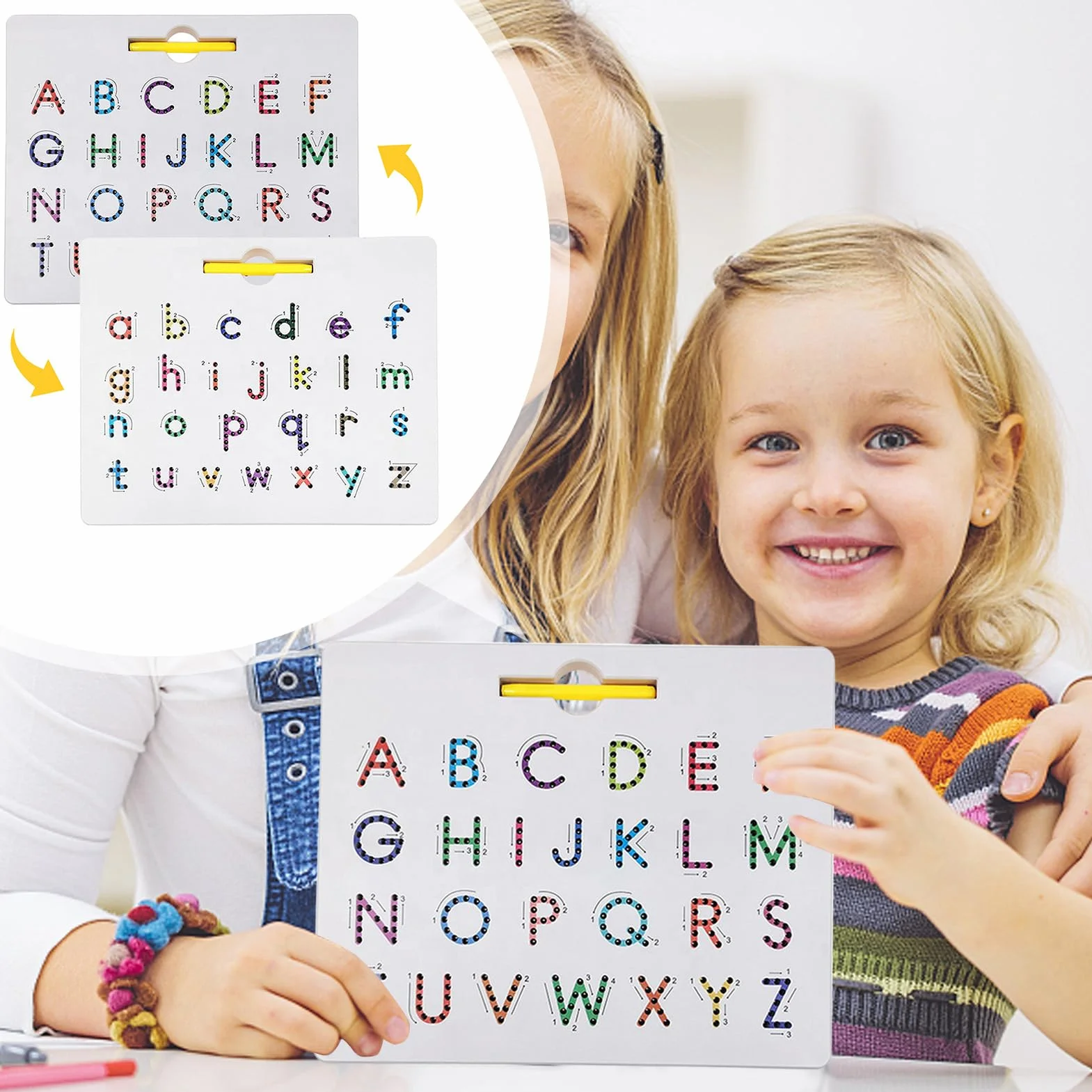 Tableau Magnétique Alphabet 2 en 1 – Jouet d'Apprentissage des Lettres STEM, Activité d'Écriture Interactive, Jeu Éducatif en Acier Magnétique