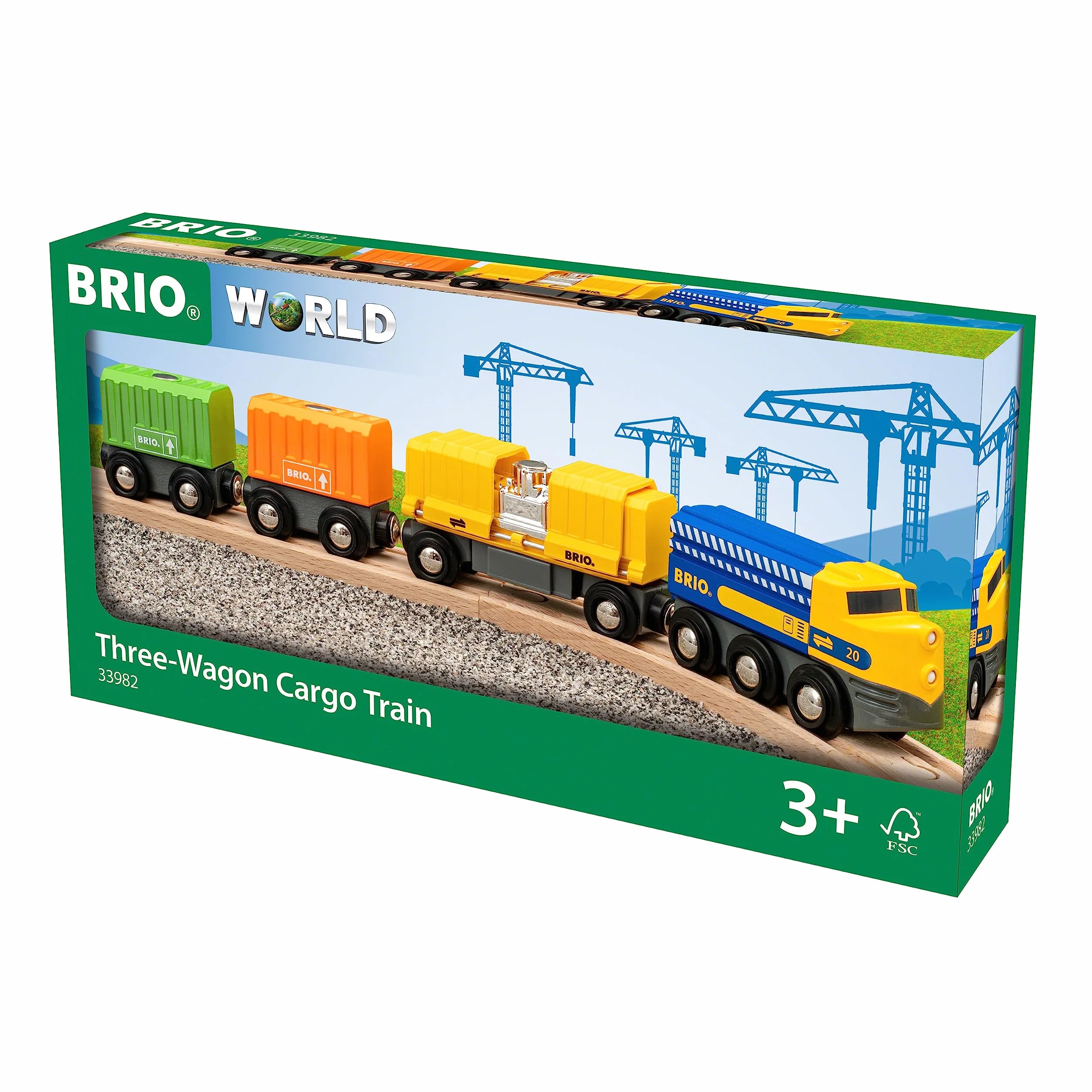 Brio World Long Train de Marchandises Circuit de Train en Bois Système d'Attache Aimantée Jouet 3 Ans